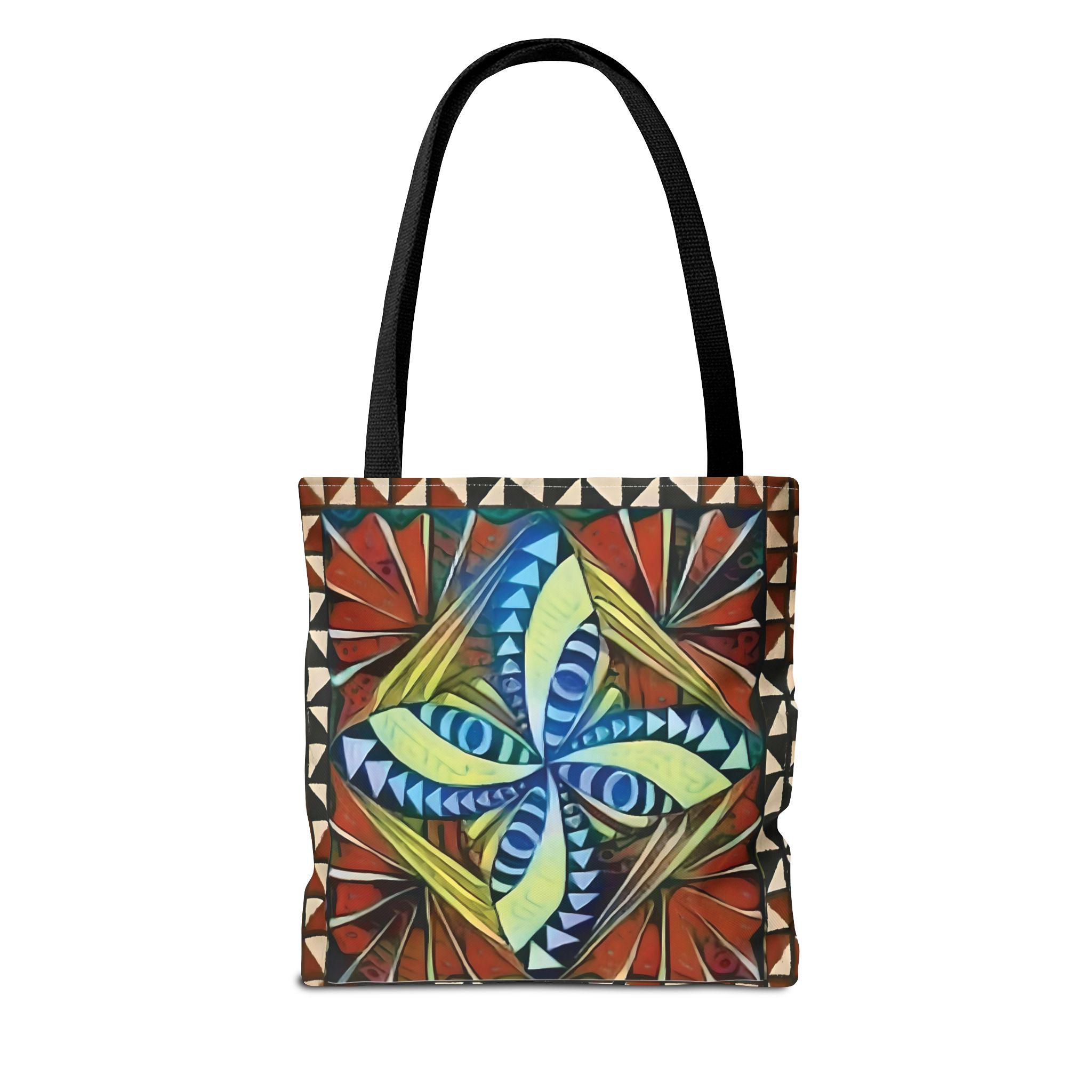 Geometric Starburst Pattern Tote Bag | Colorful Abstract Tribal Design