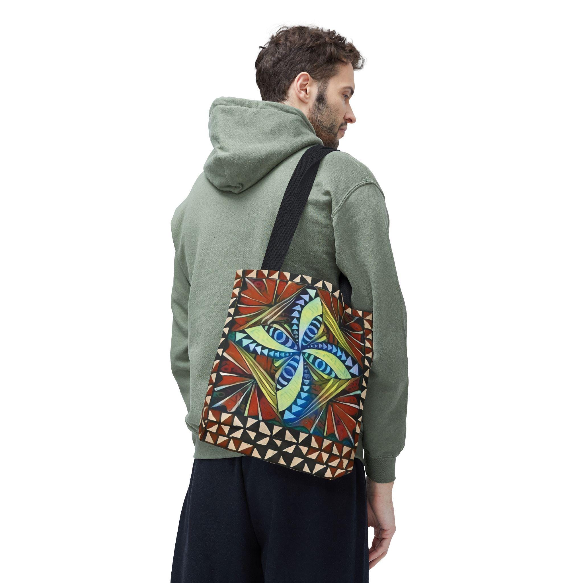 Geometric Starburst Pattern Tote Bag | Colorful Abstract Tribal Design