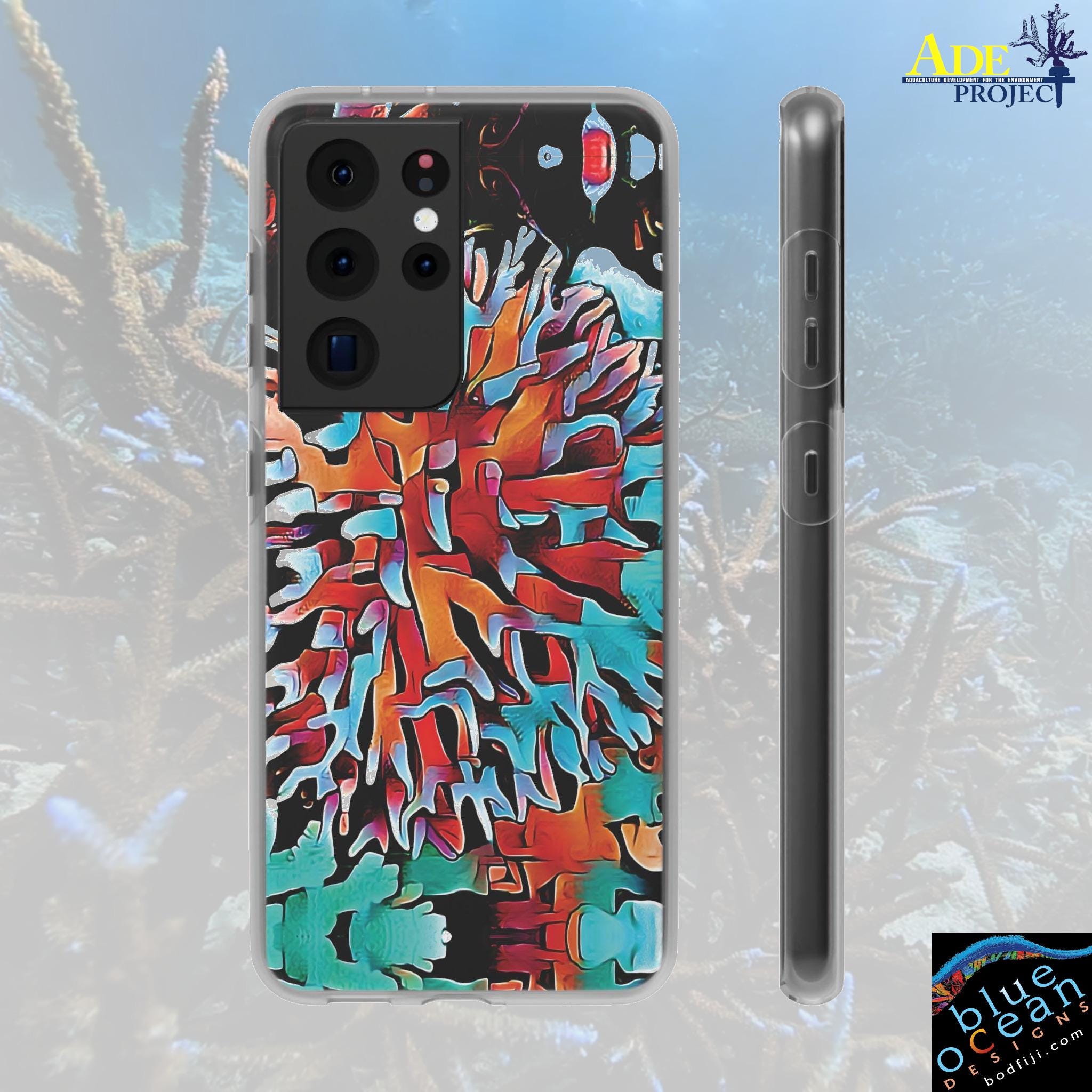 Aqua Spike Android Flexi Case - Walt Smith Fiji Ocean Art - Supports ADE Reef Restoration