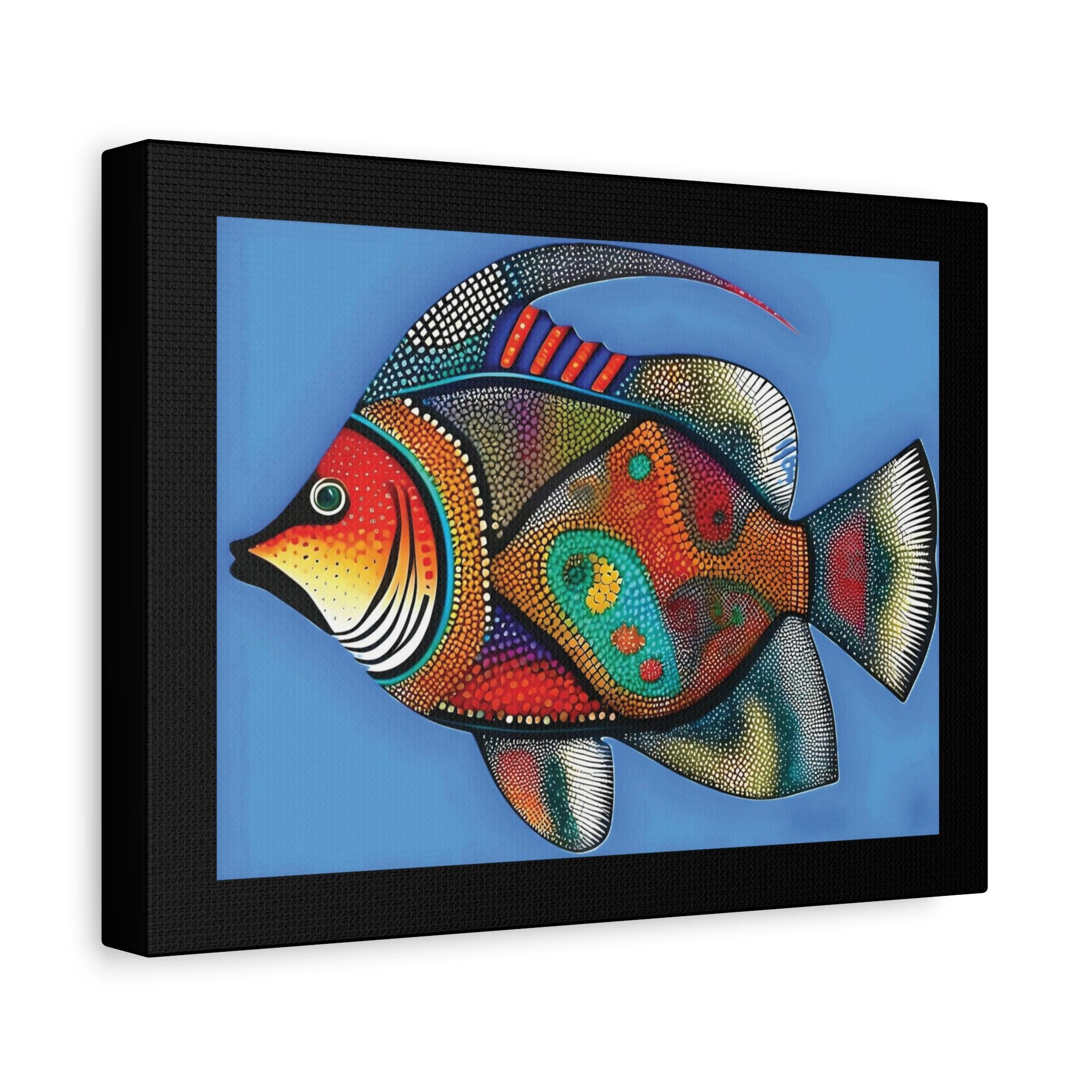 Fish On Blue Canvas Wall Art