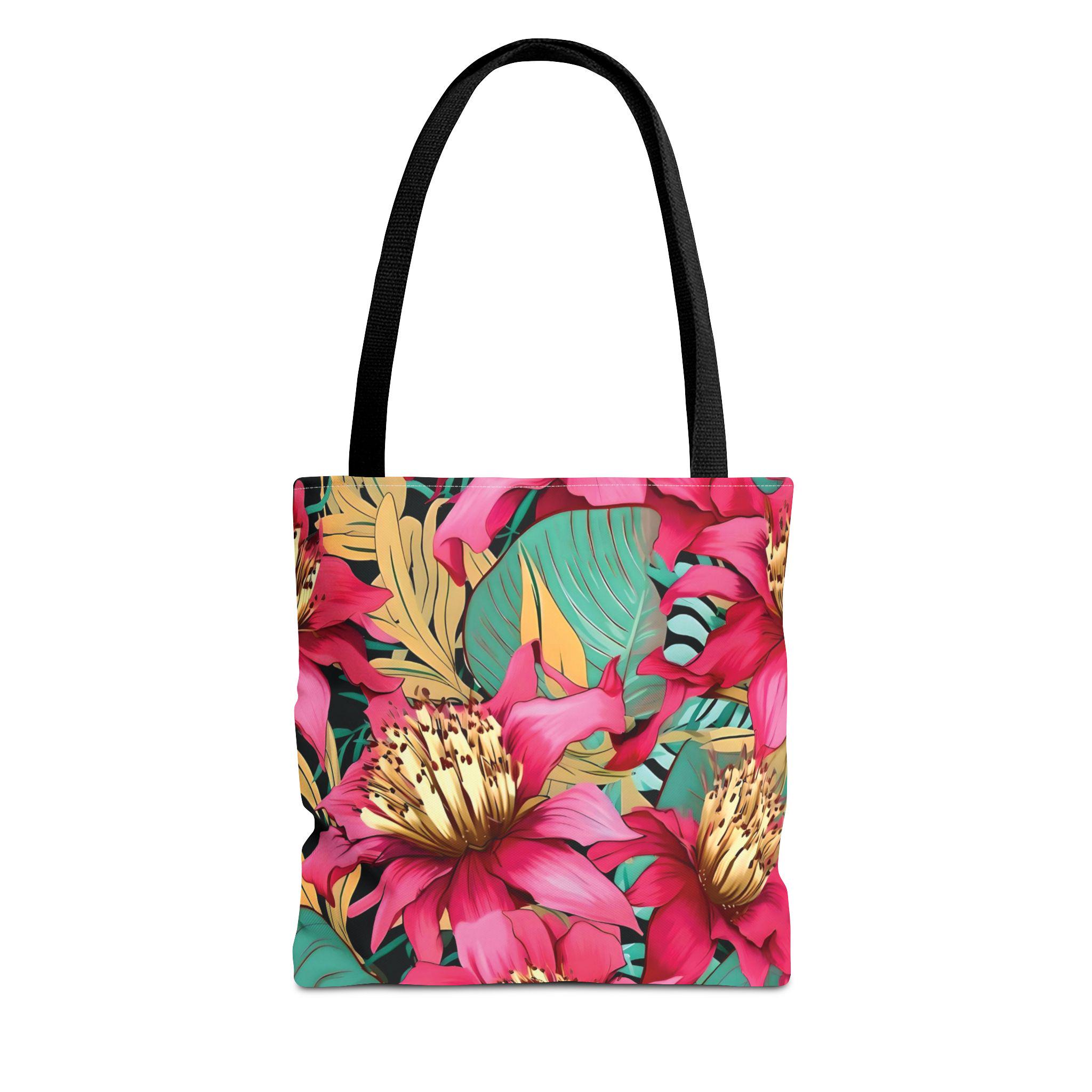 Bright Pink Tropical Floral Tote Bag | All Over Print