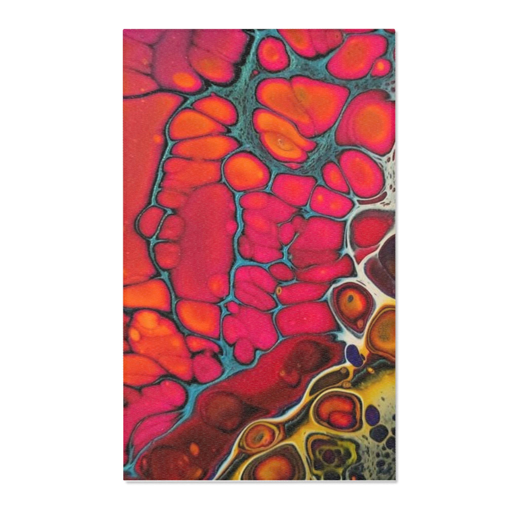 Bright Red Orange Cells Area Rug