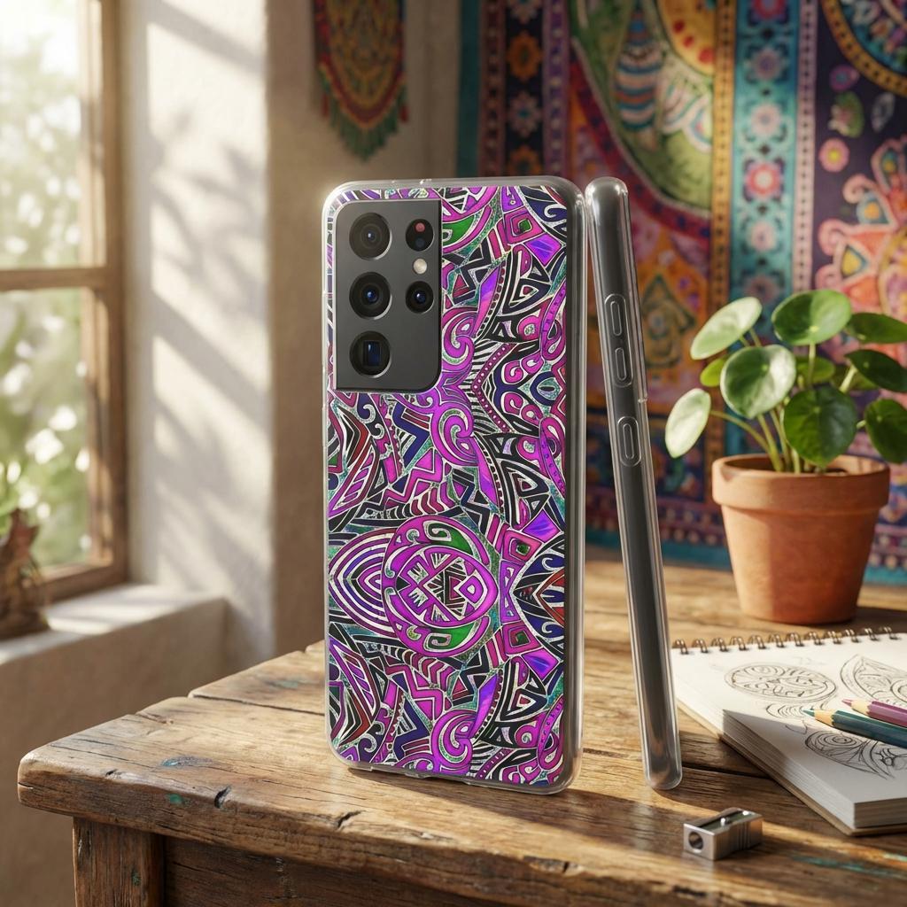 Purple Indo Android Flexi Case - Walt Smith Fiji Ocean Art - Supports ADE Reef Restoration