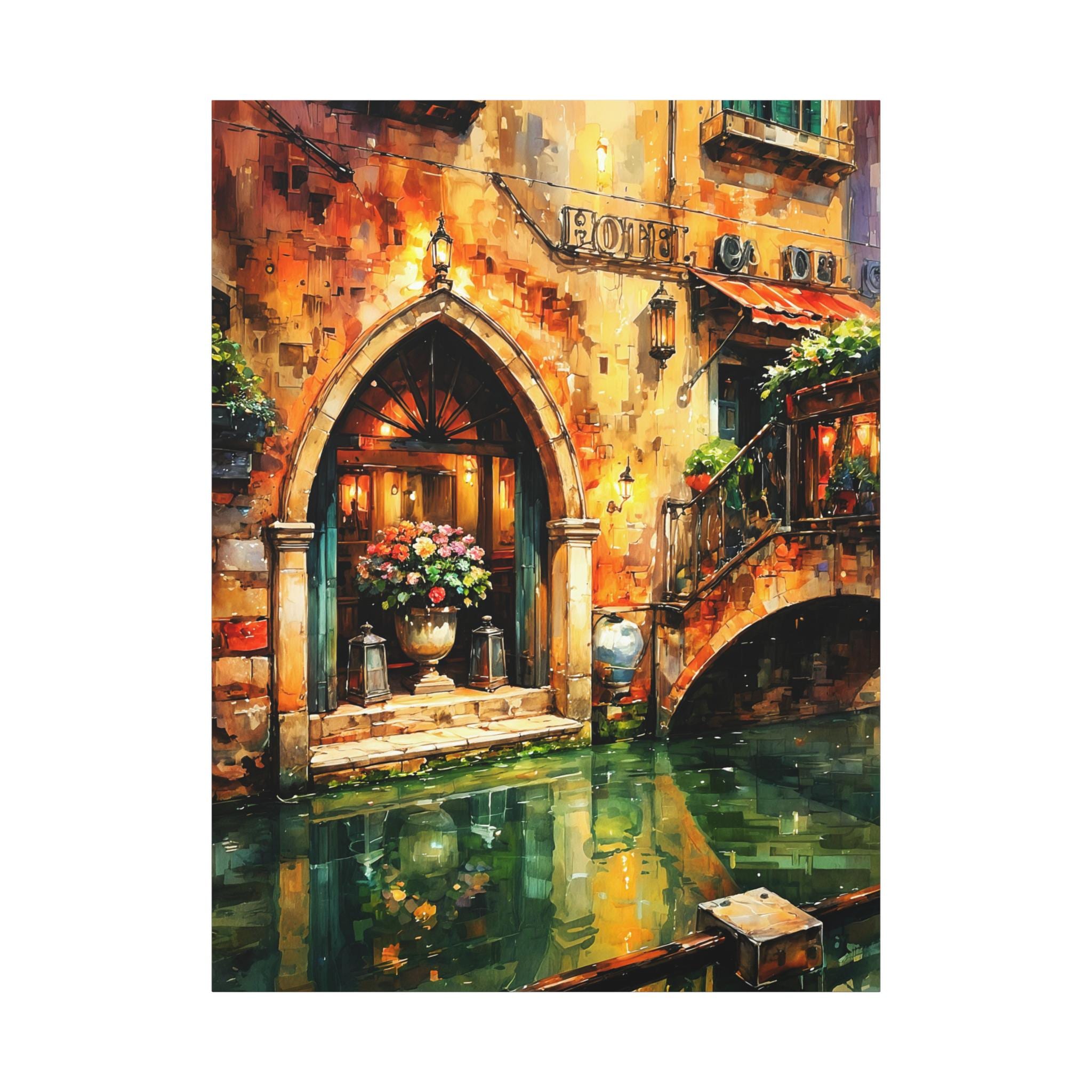 Venetian Canal Hotel Entrance Canvas
