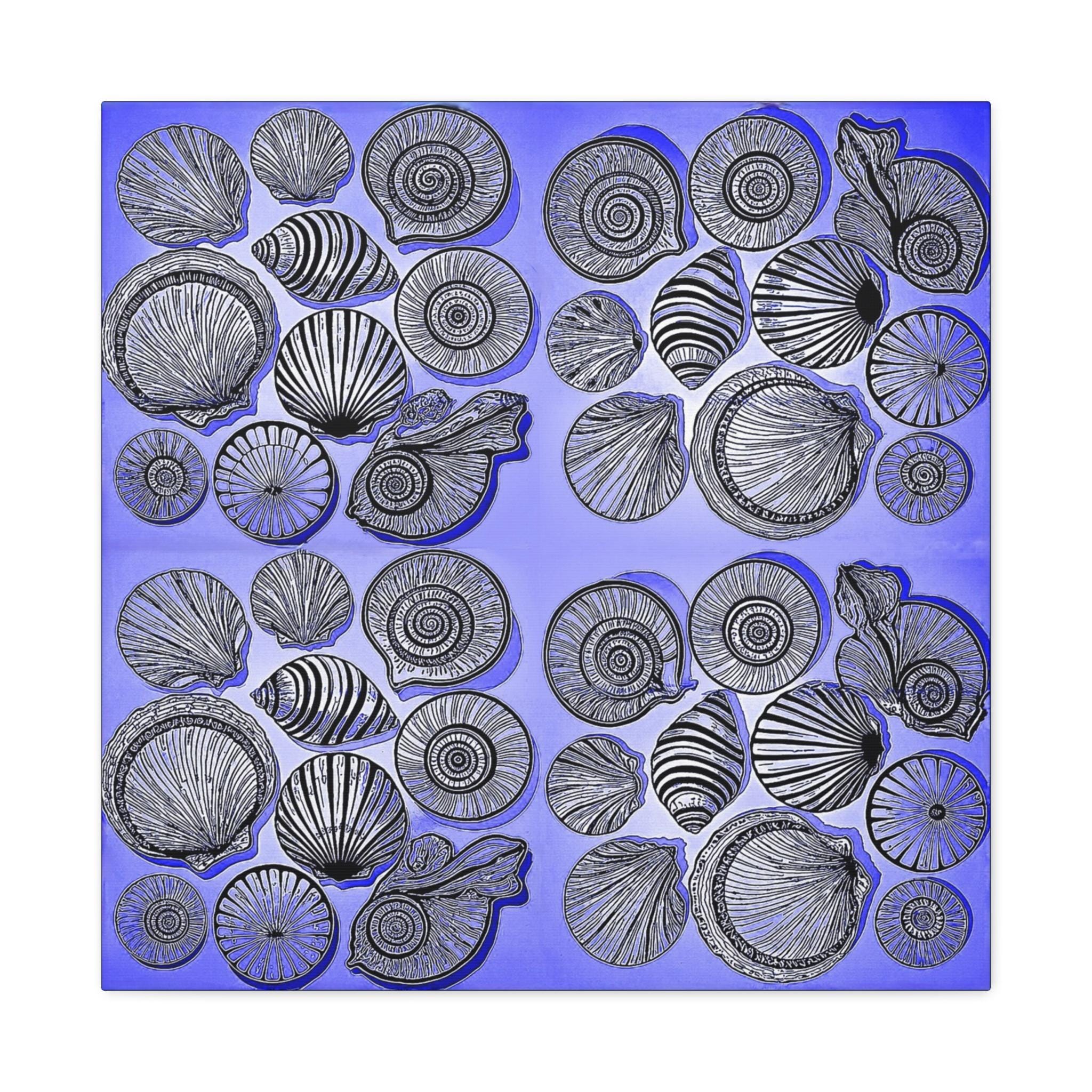 Shells Blue Canvas Wall Art