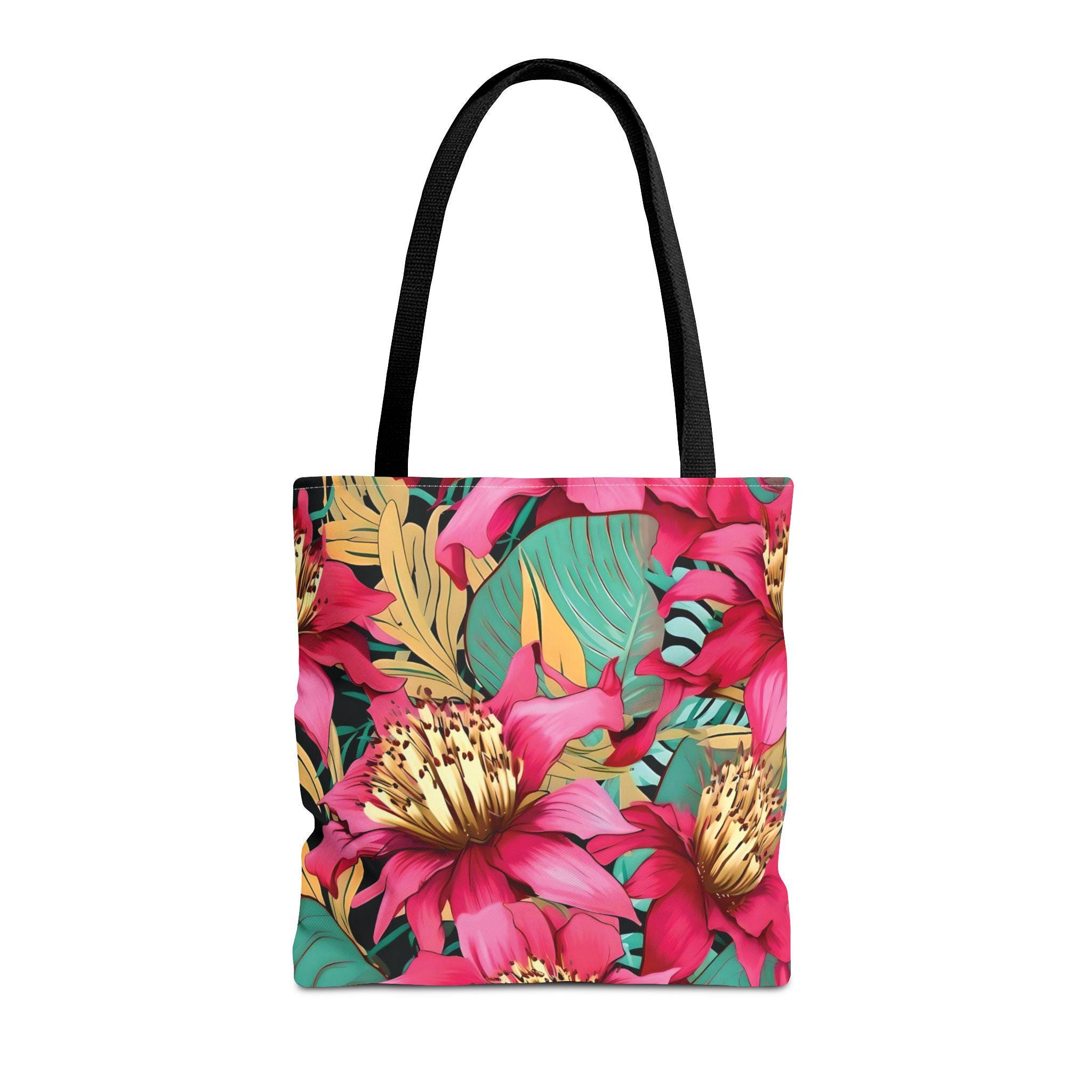 Bright Pink Tropical Floral Tote Bag | All Over Print