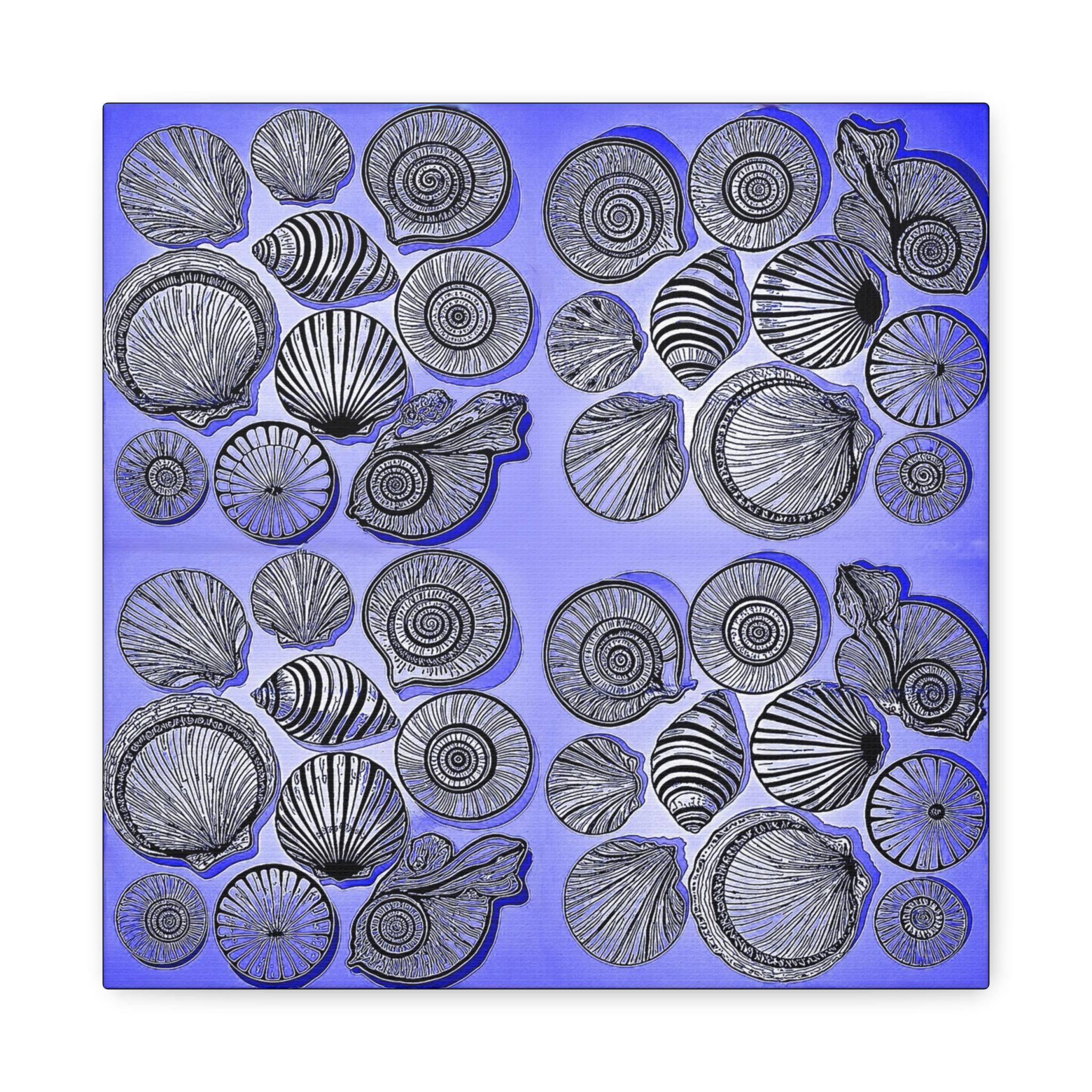 Shells Blue Canvas Wall Art