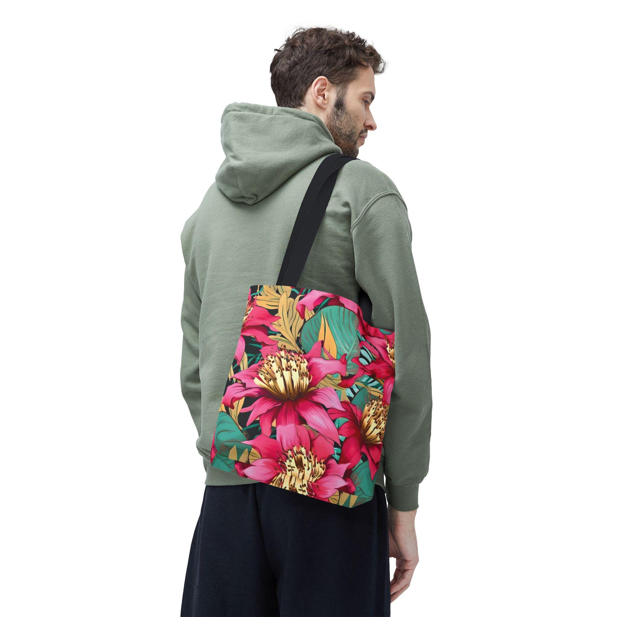Bright Pink Tropical Floral Tote Bag | All Over Print