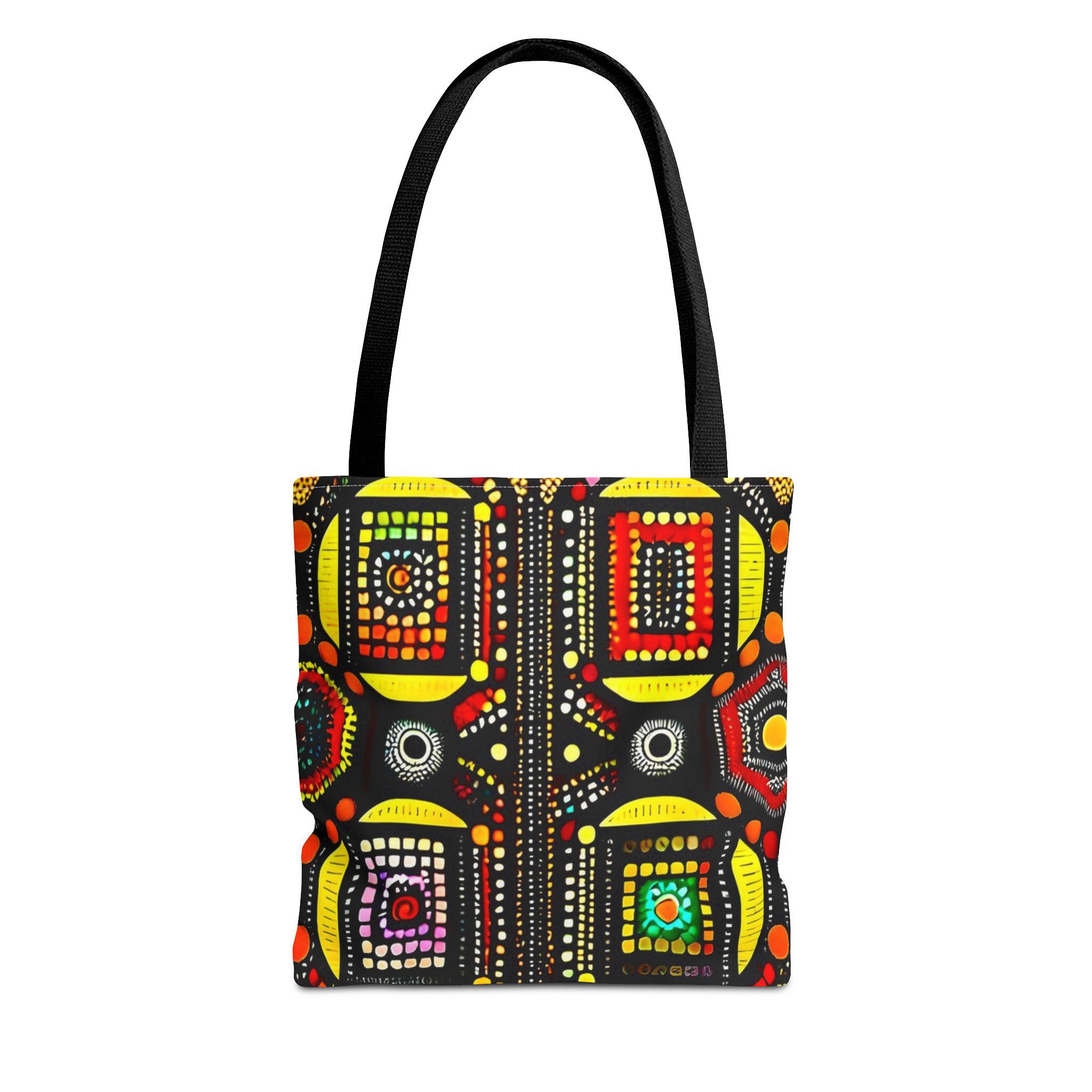 Abstract Tribal Dot Pattern Tote Bag | Colorful Geometric Artwork
