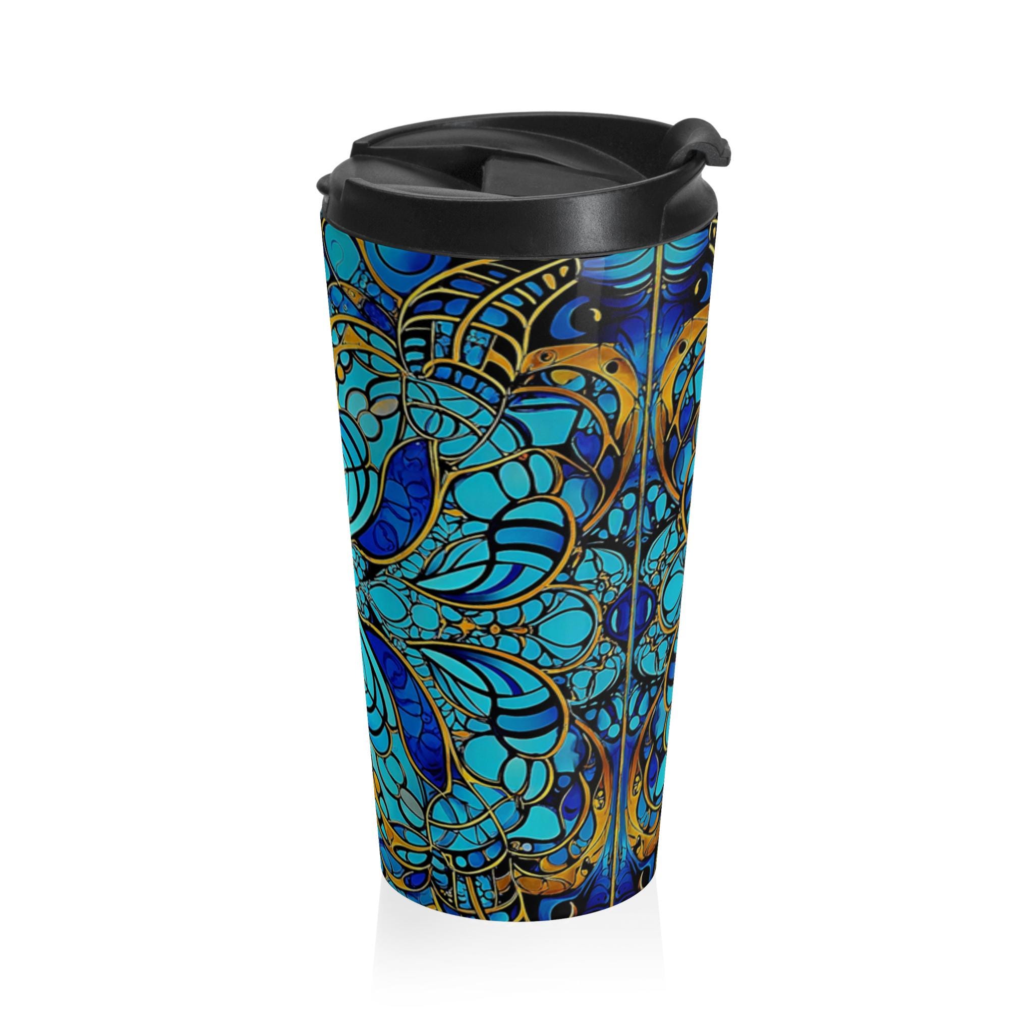 Butterfly Lobster Stainless Steel Travel Mug — Nautical Seafood Ocean Design