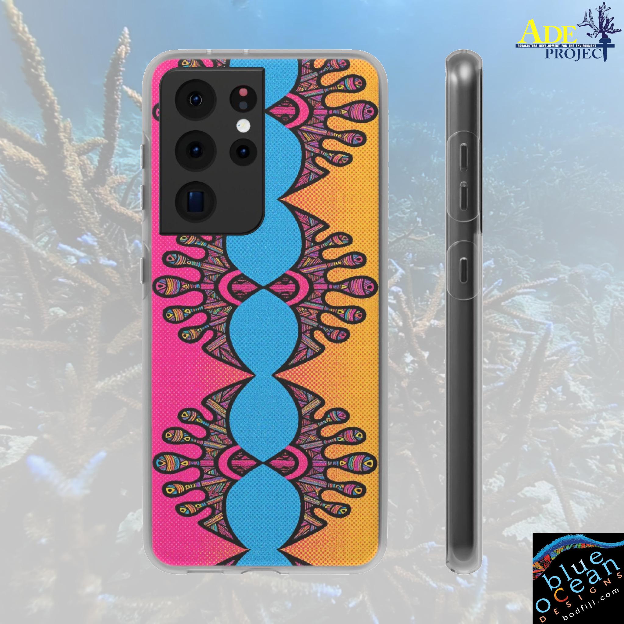 Abstract Urchin Color Android Flexi Case - Walt Smith Fiji Ocean Art - Supports ADE Reef Restoration