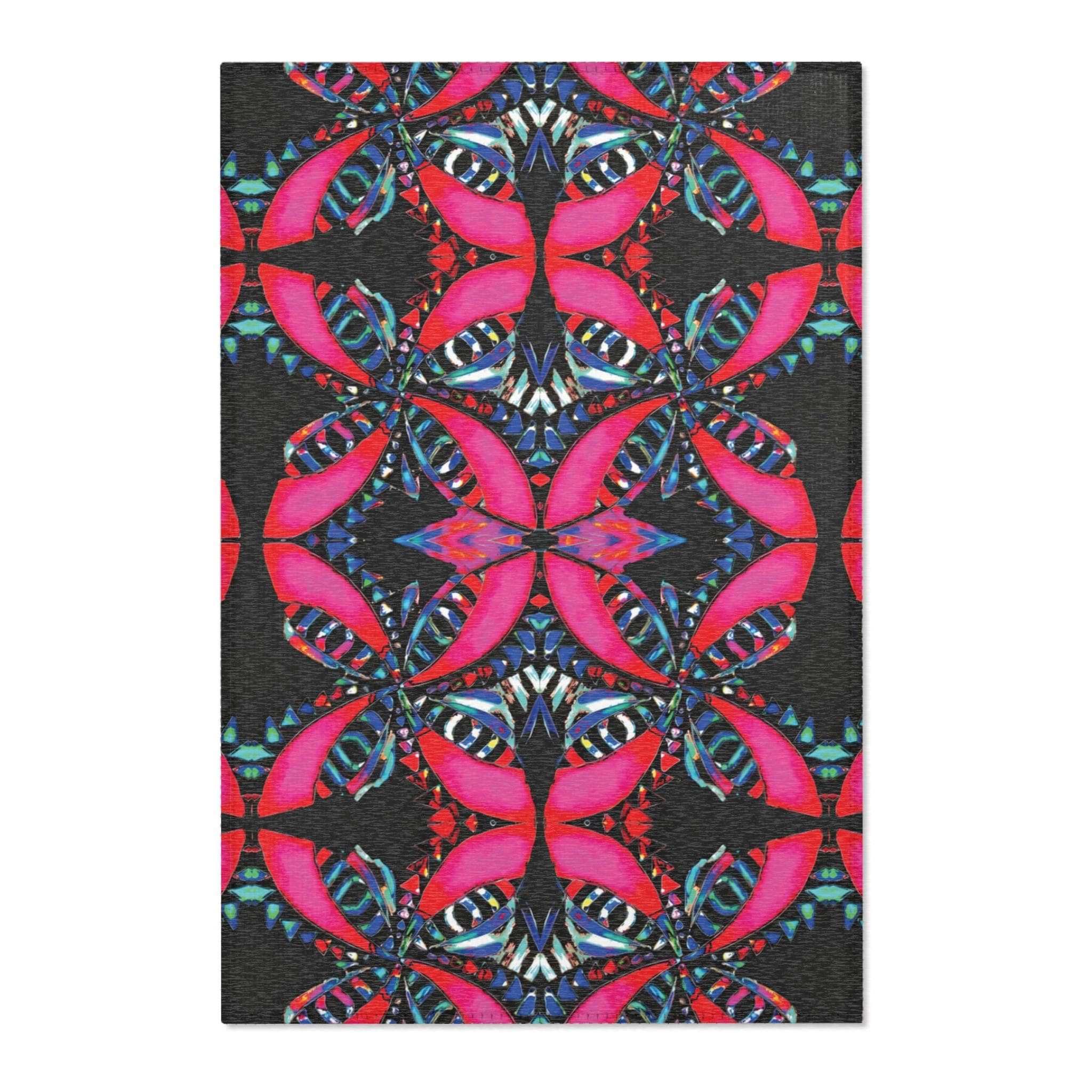 Pink on Black - Area Rug