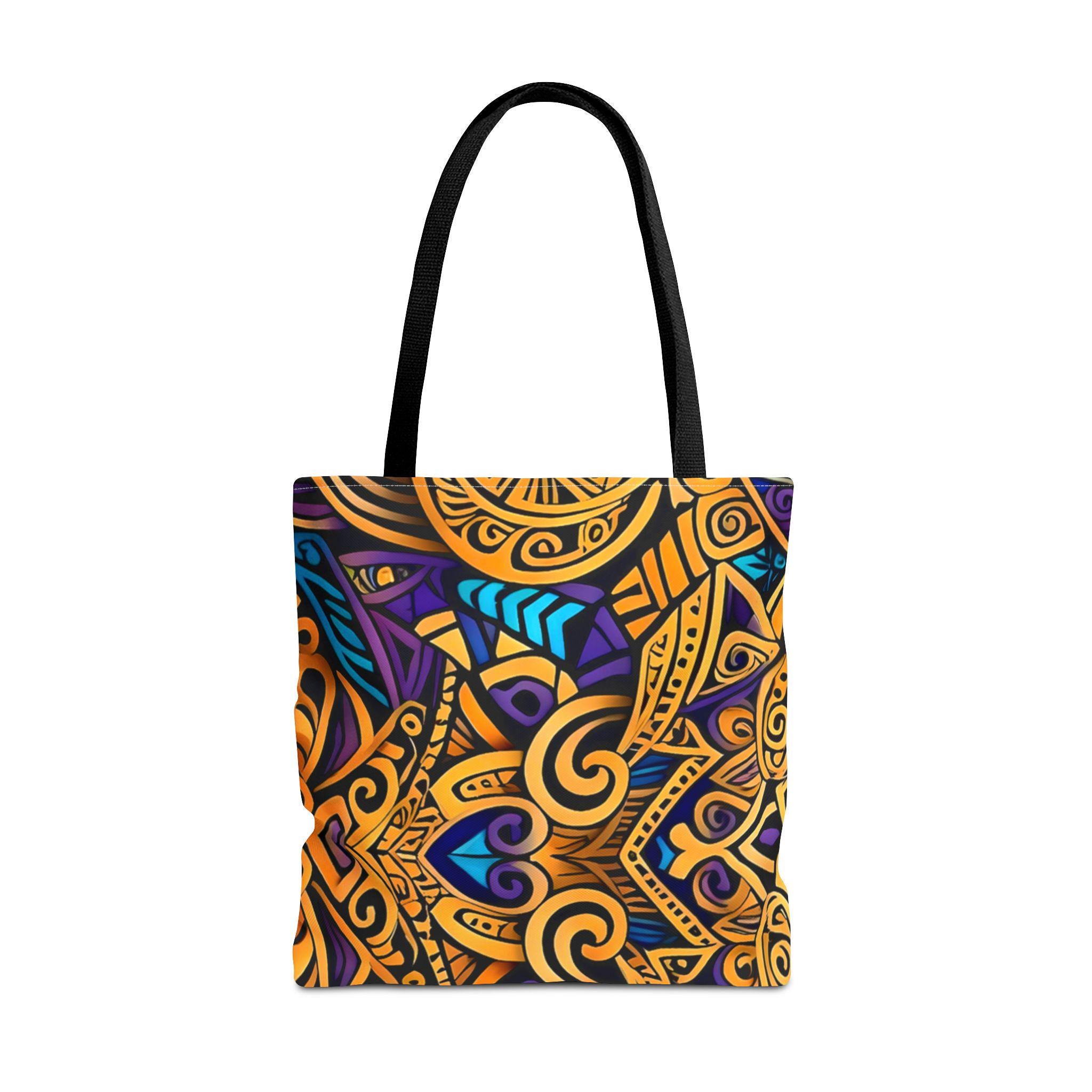 Gold Purple Mandala Tote Bag | Boho Aztec Pattern