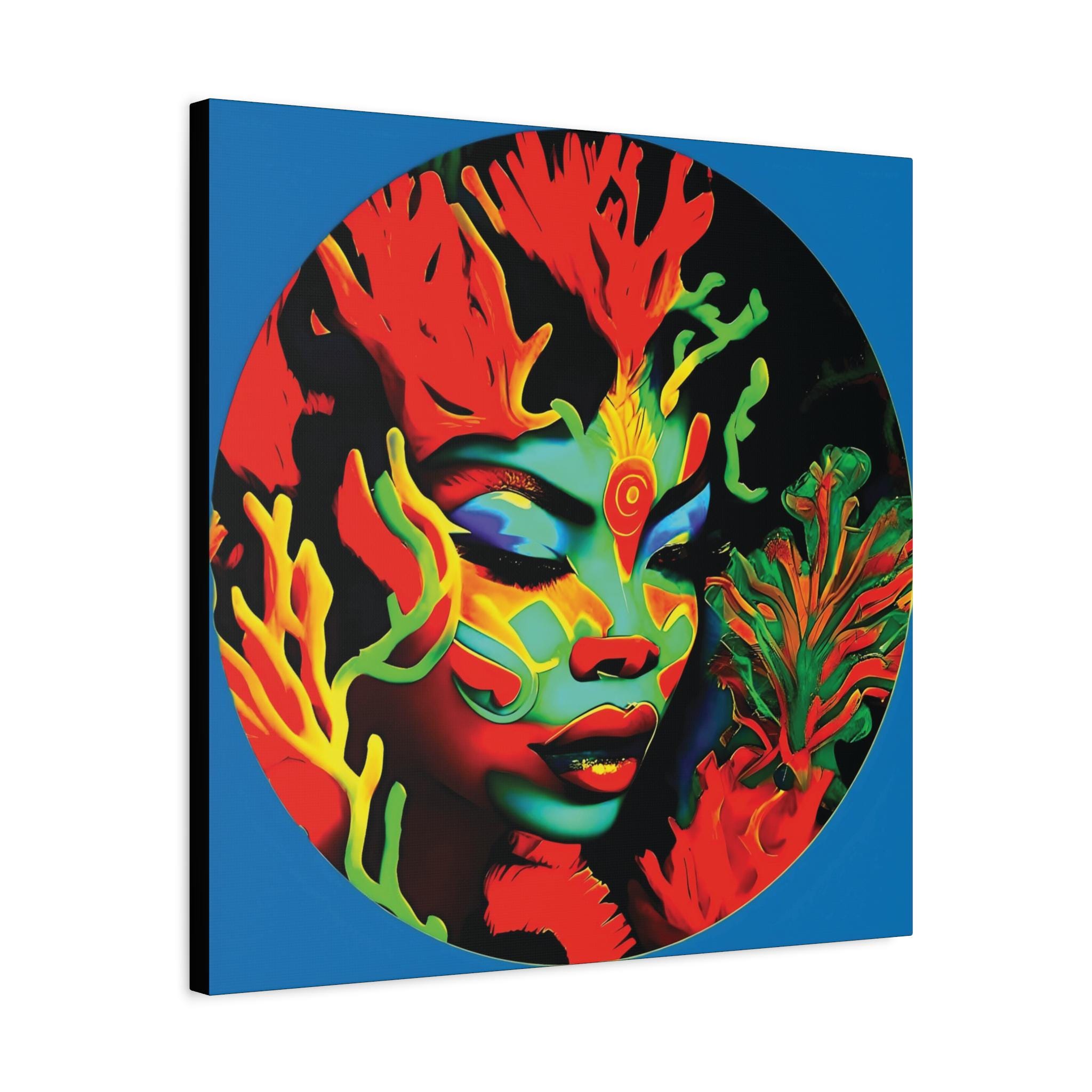 Coral Girl Circle Canvas Wall Art
