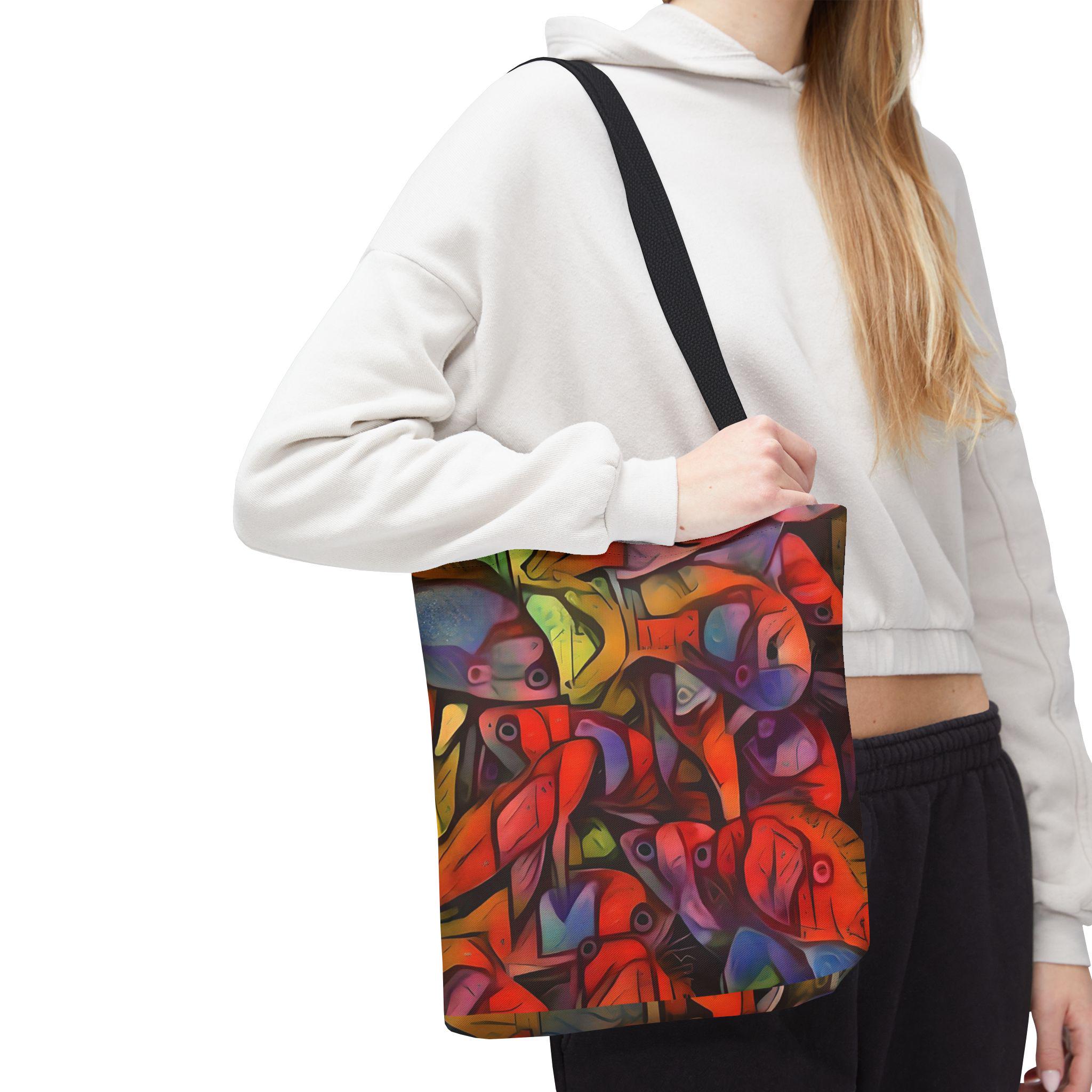 Abstract Colorful Fish Pattern Tote Bag | Vibrant School of Fish All-Over Print