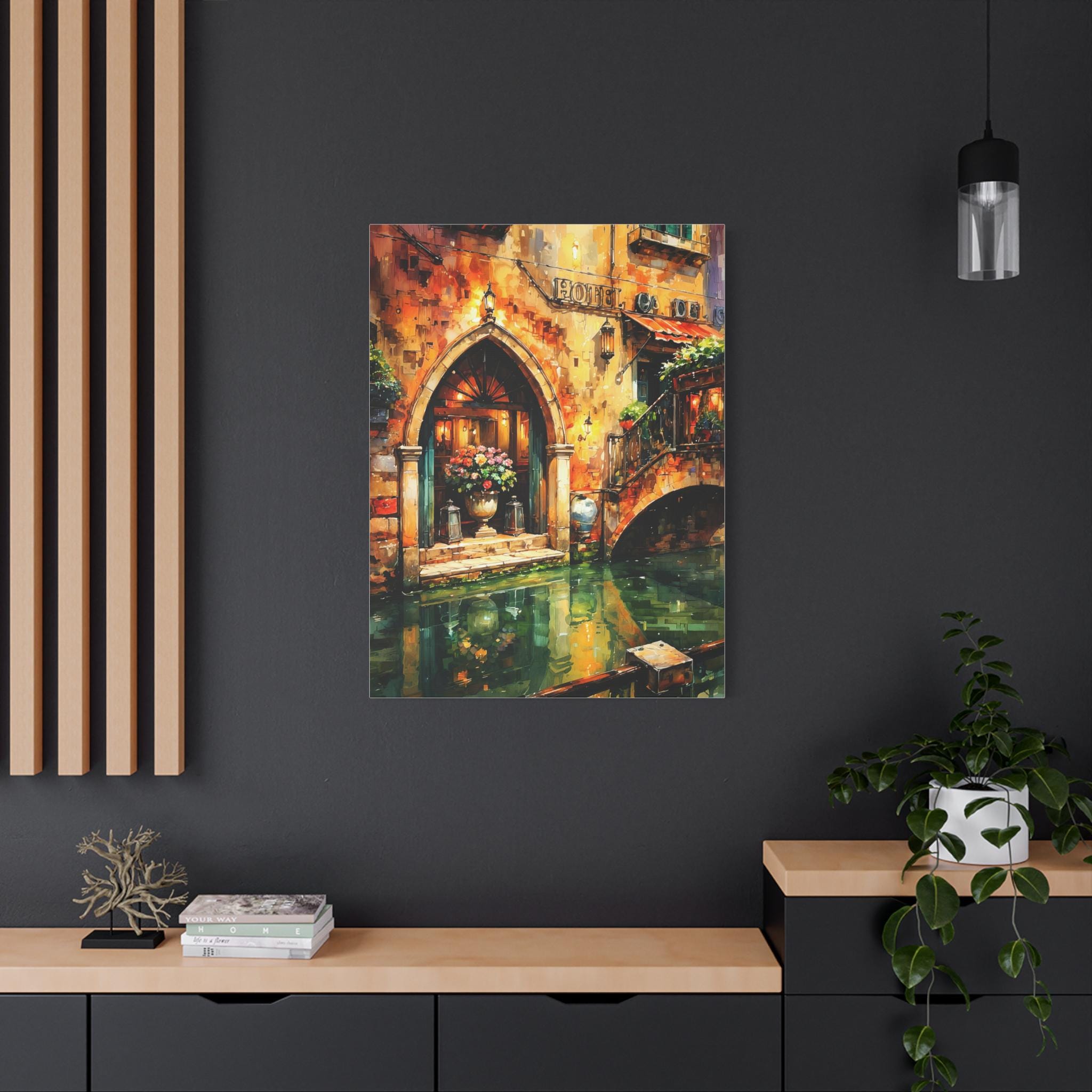 Venetian Canal Hotel Entrance Matte Canvas