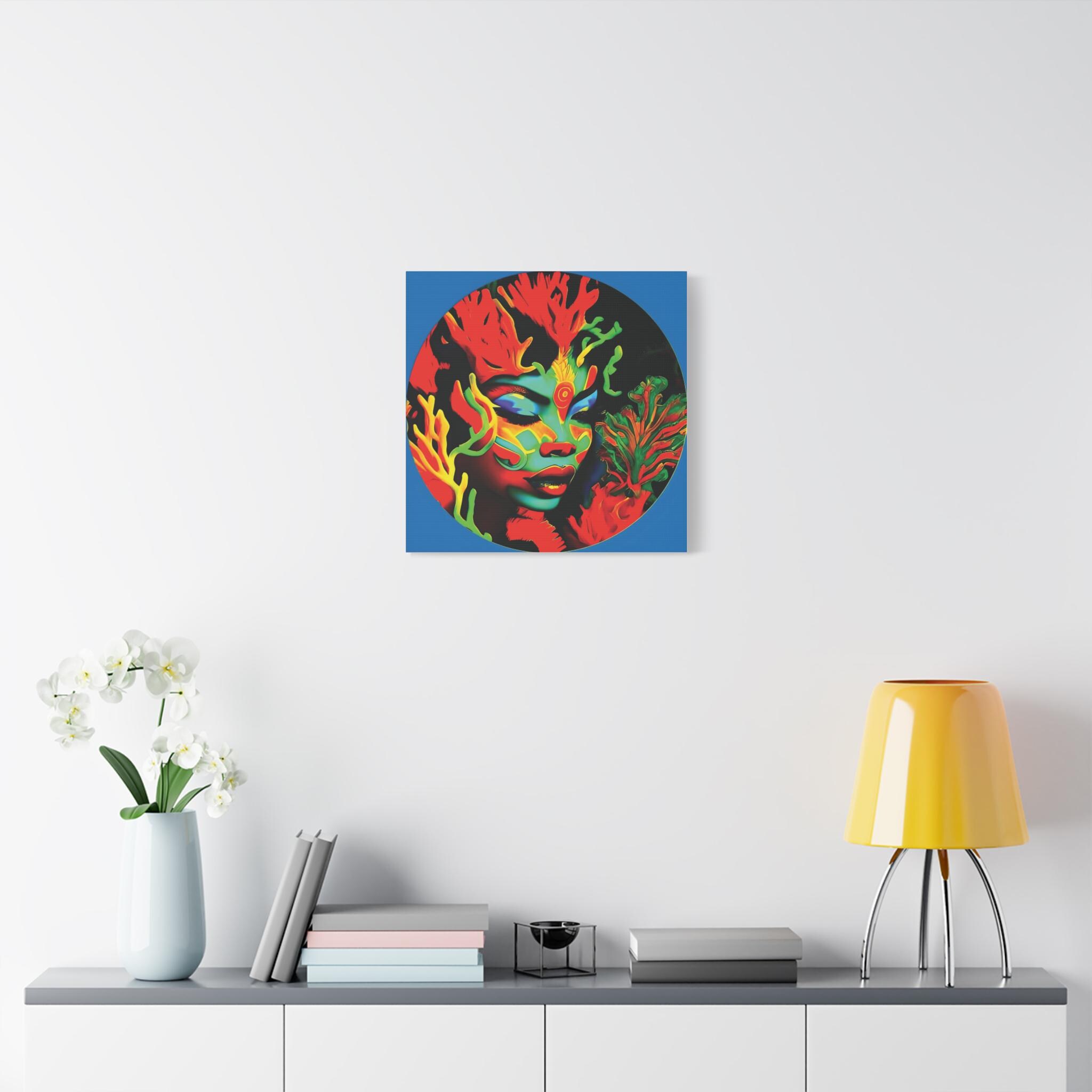Coral Girl Circle - Canvas Wall Art