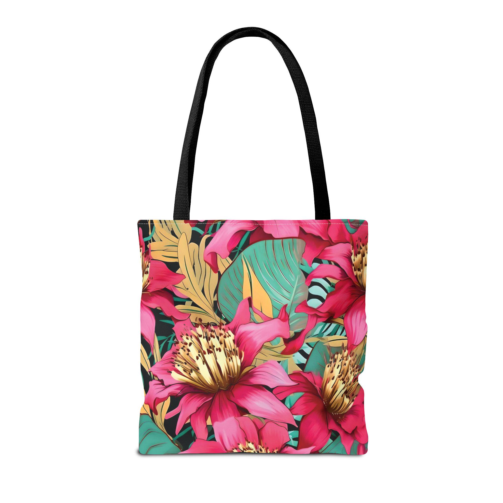 Bright Pink Tropical Floral Tote Bag | All Over Print