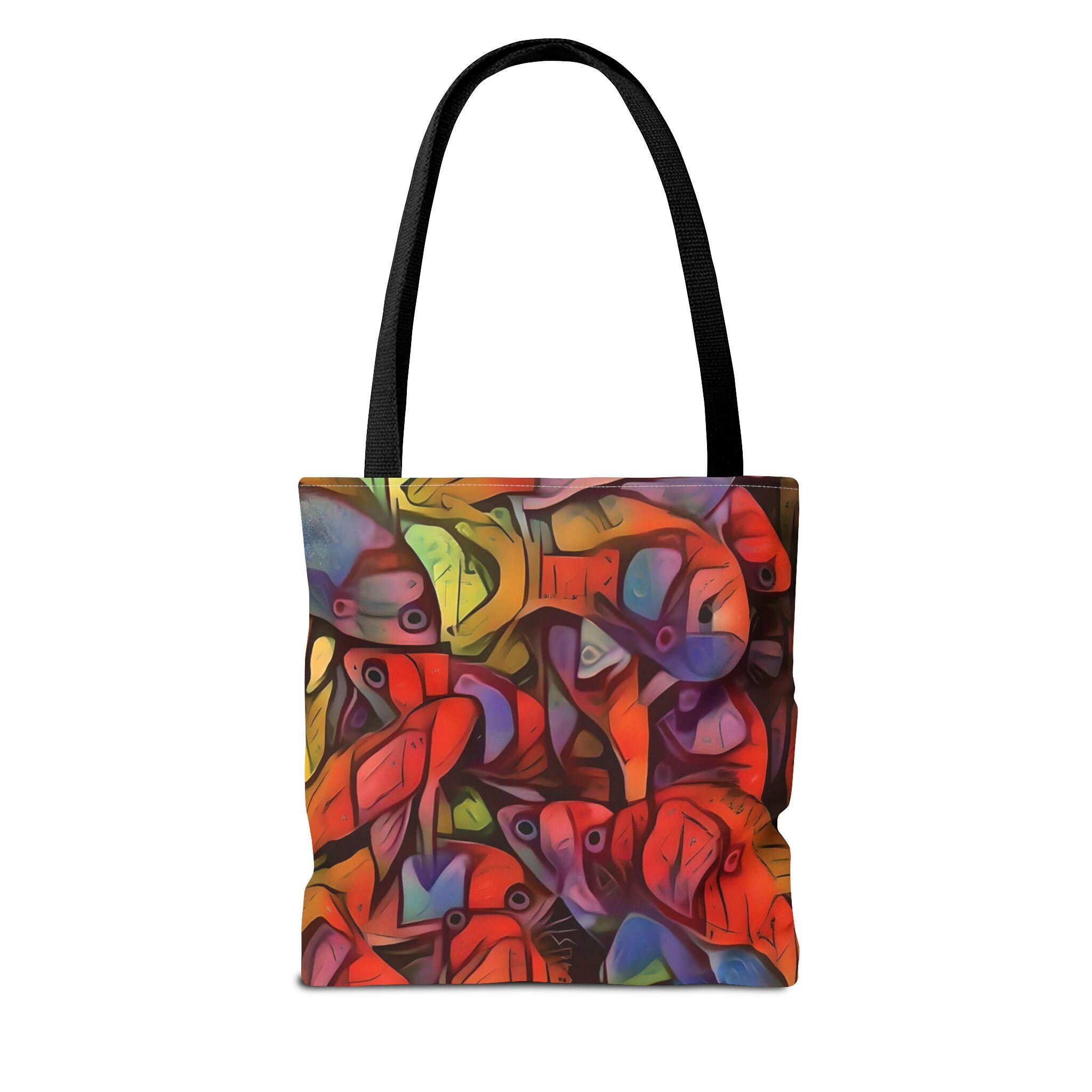 Abstract Colorful Fish Pattern Tote Bag | Vibrant School of Fish All-Over Print