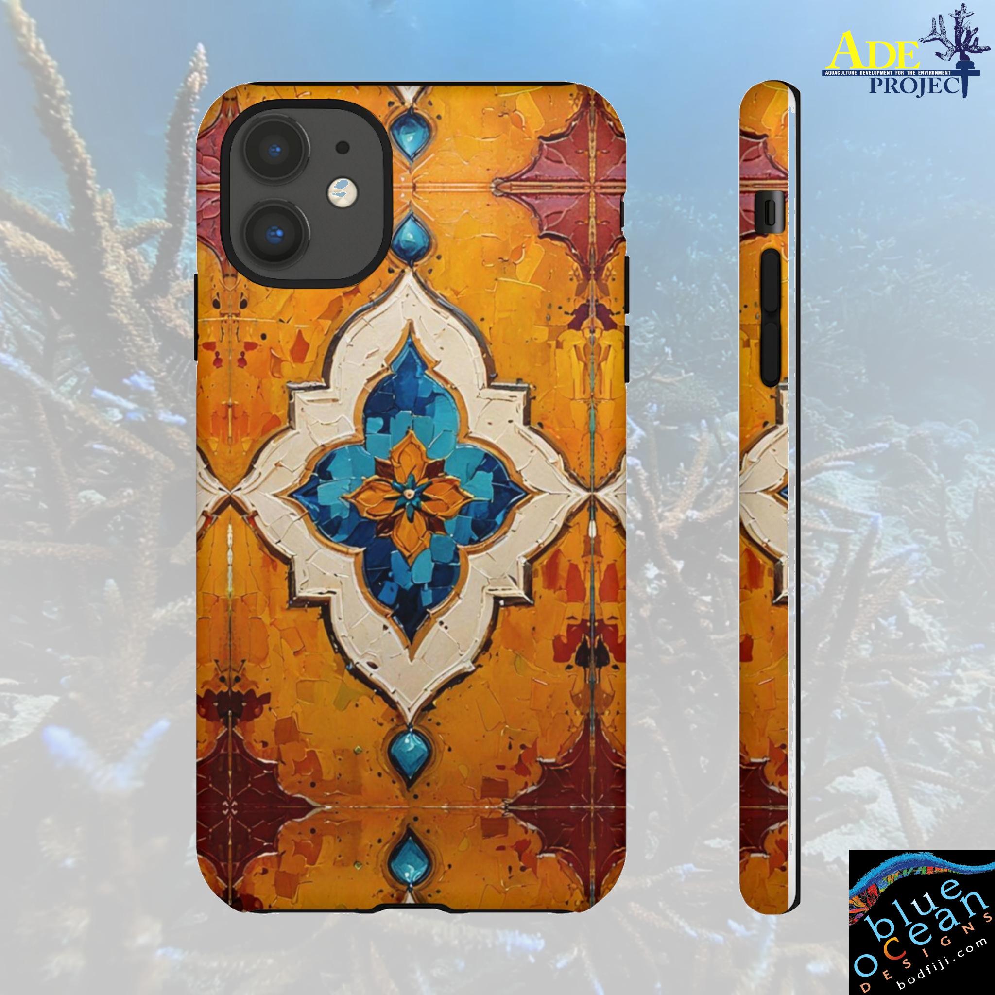Morocco Tiles iPhone Tough Case - Walt Smith Fiji Ocean Art - Supports ADE Reef Restoration