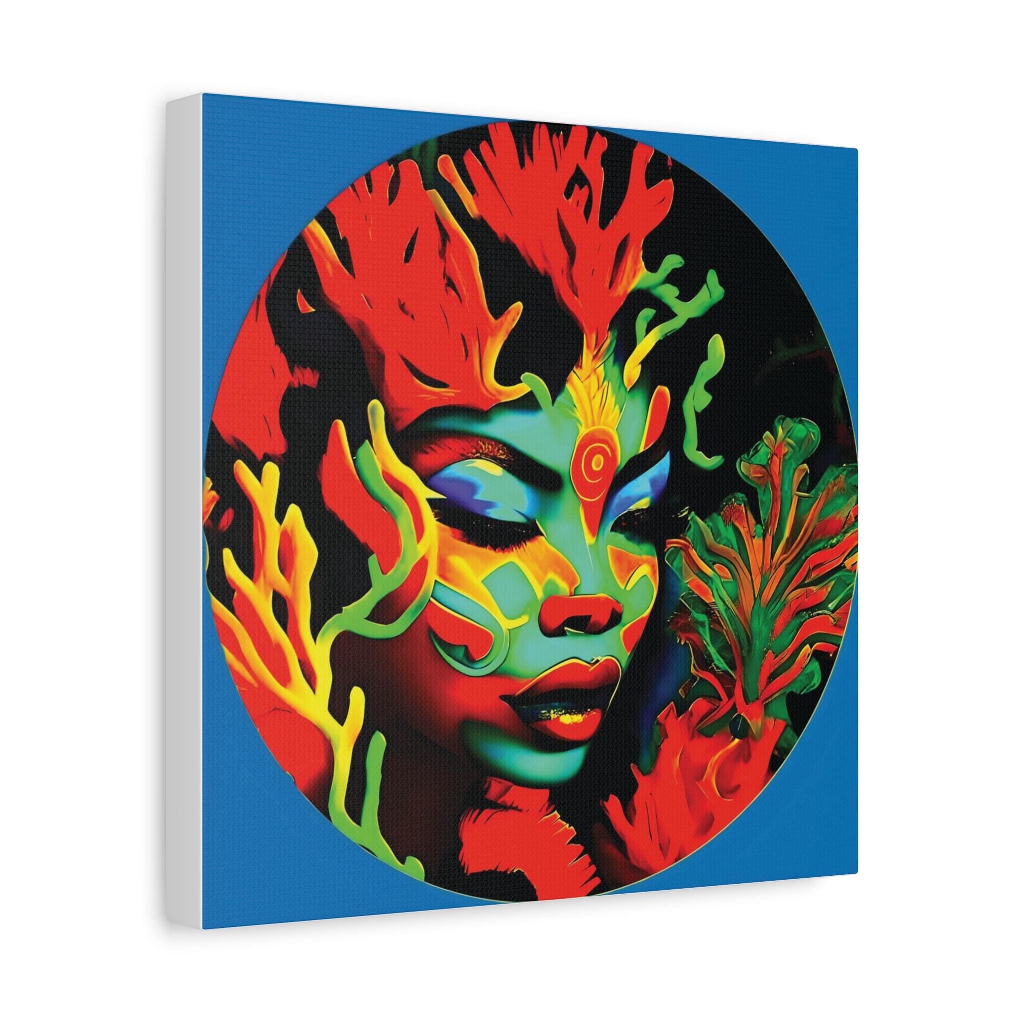 Coral Girl Circle - Canvas Wall Art