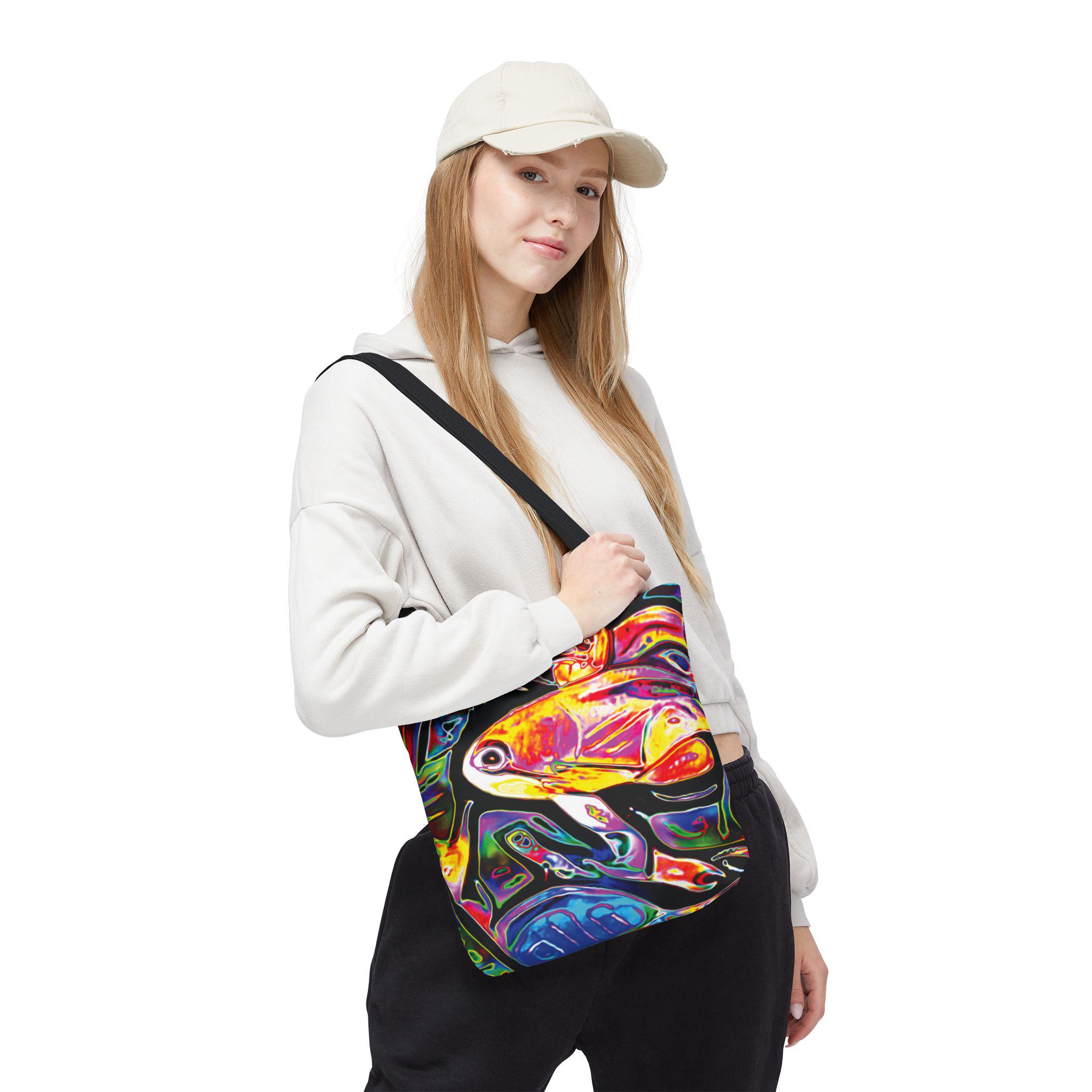 Colorful Tropical Fish Tote, Vibrant Abstract Aquarium Print