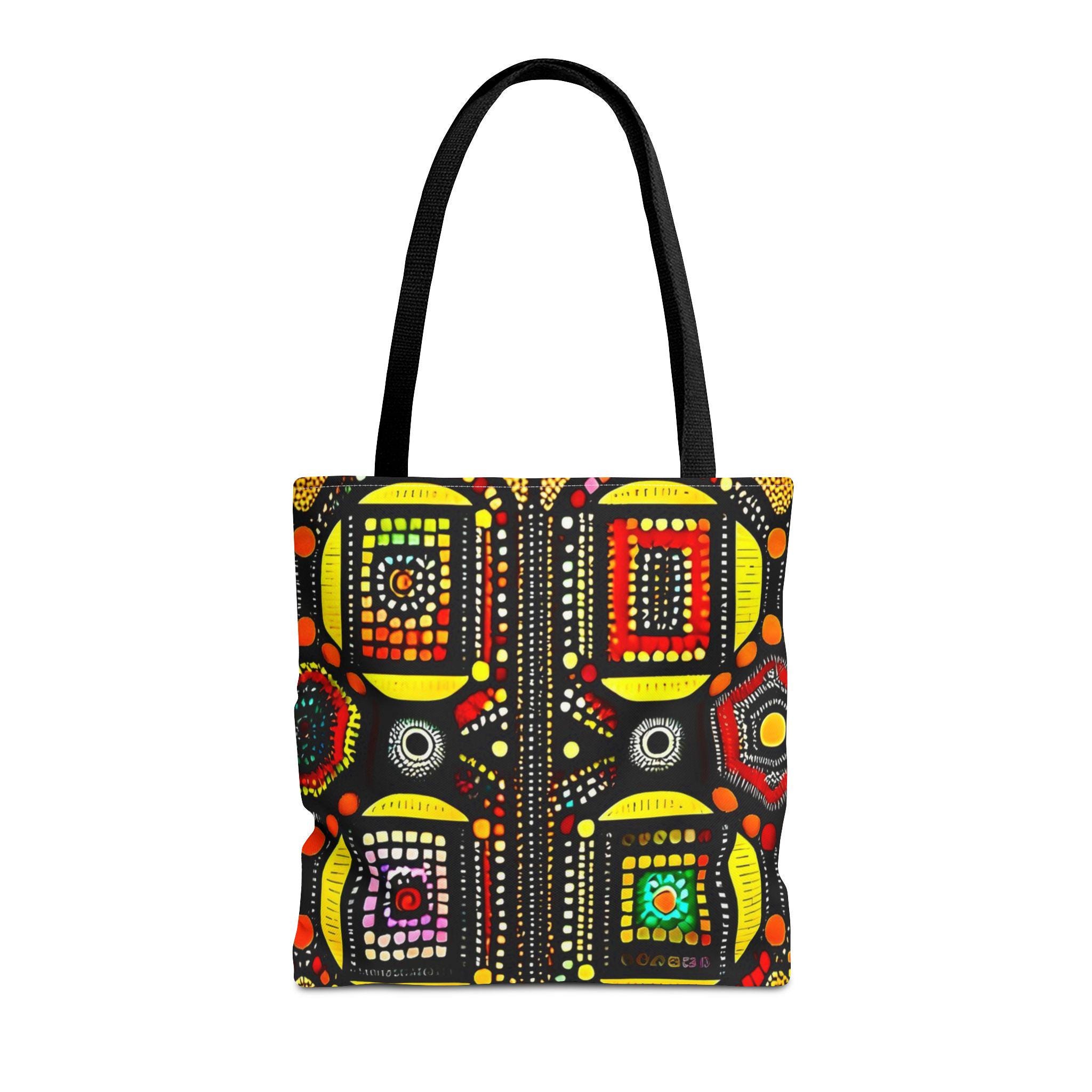 Abstract Tribal Dot Pattern Tote Bag | Colorful Geometric Artwork