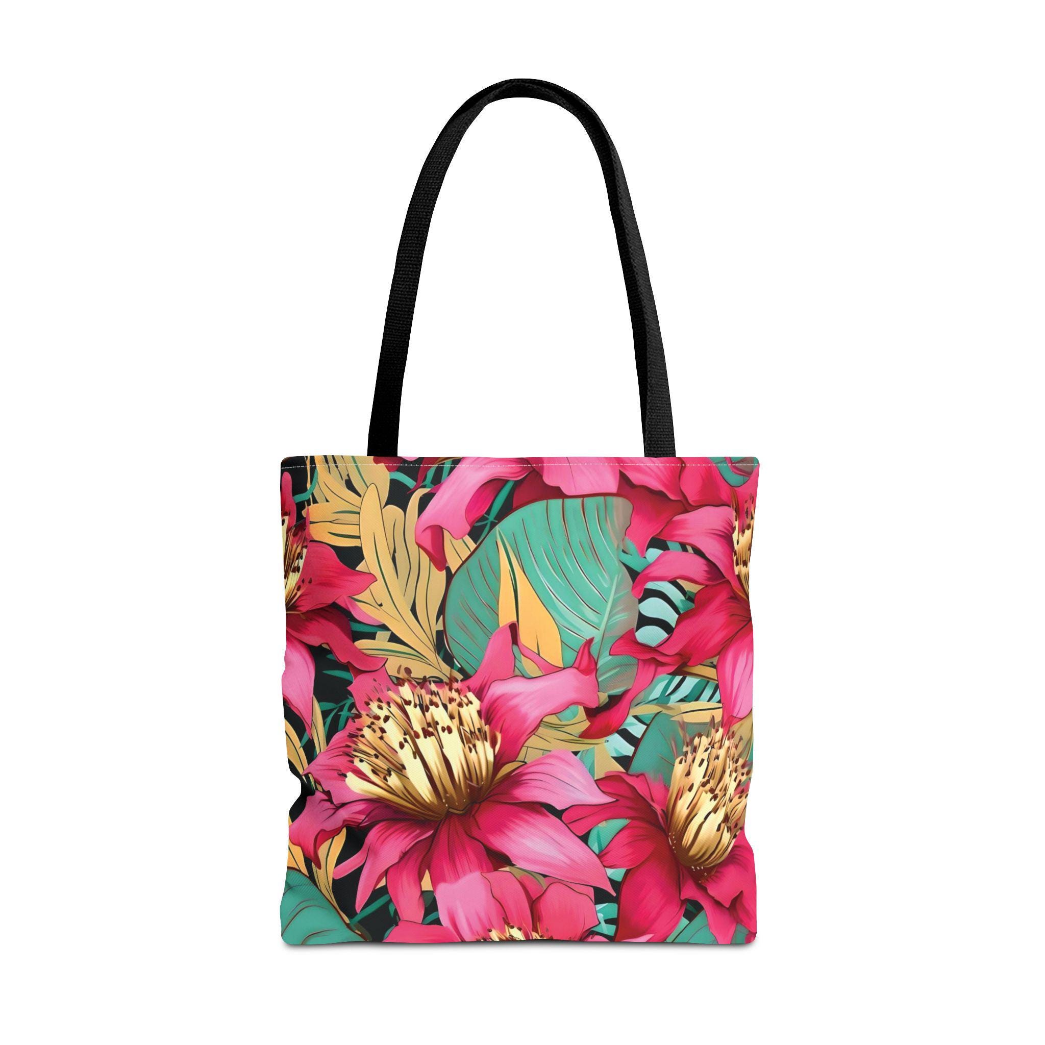 Bright Pink Tropical Floral Tote Bag | All Over Print