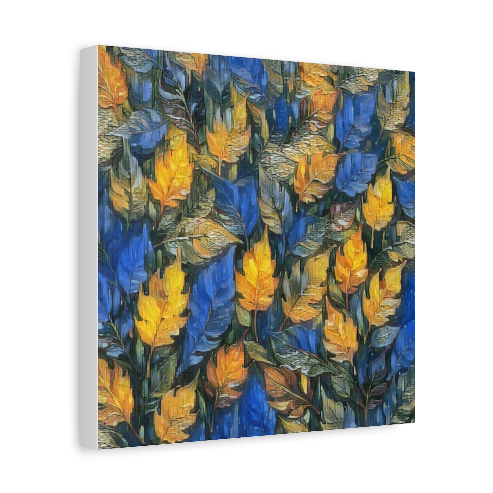 Blue and Gold Leaf - Canvas Wall Art