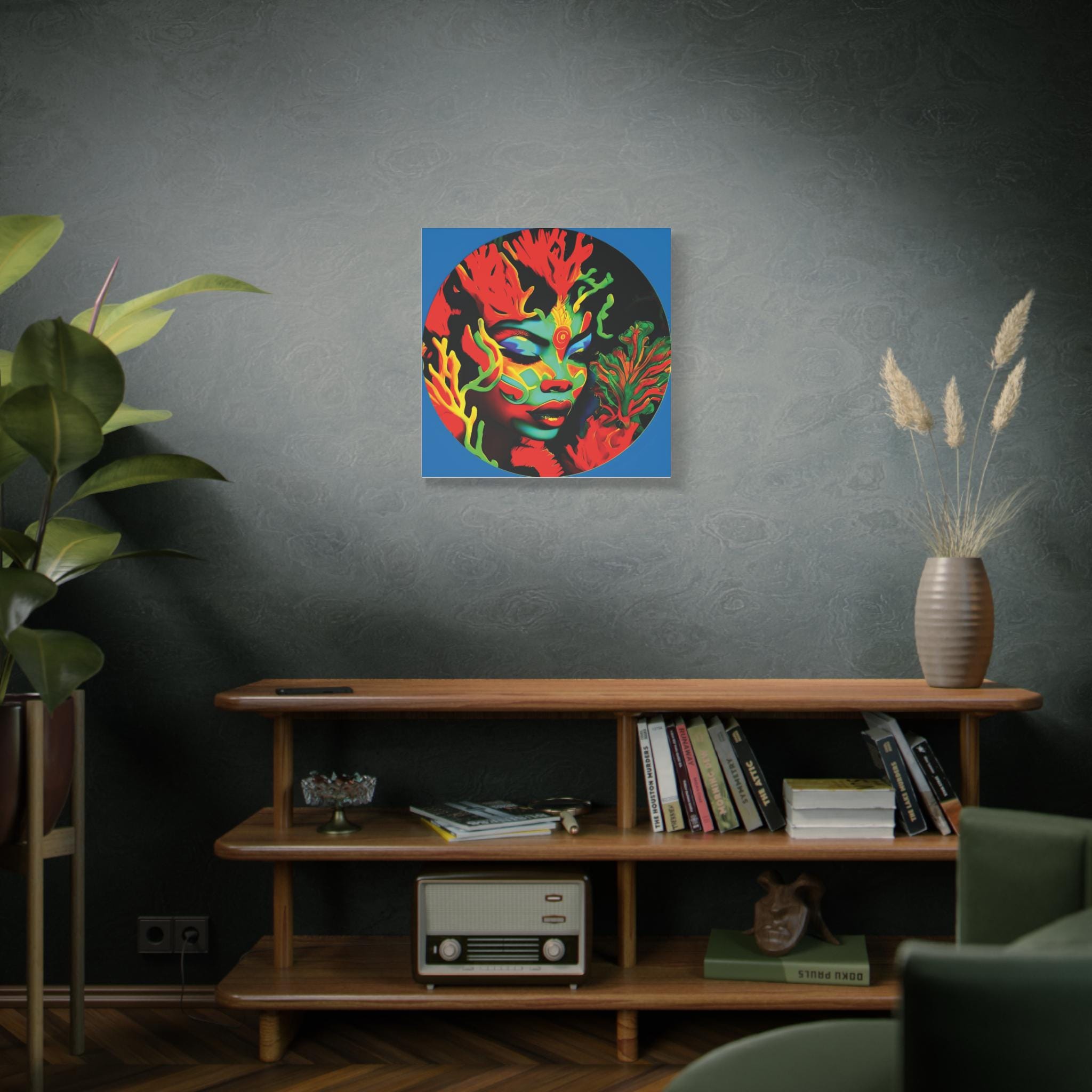 Coral Girl Circle - Canvas Wall Art