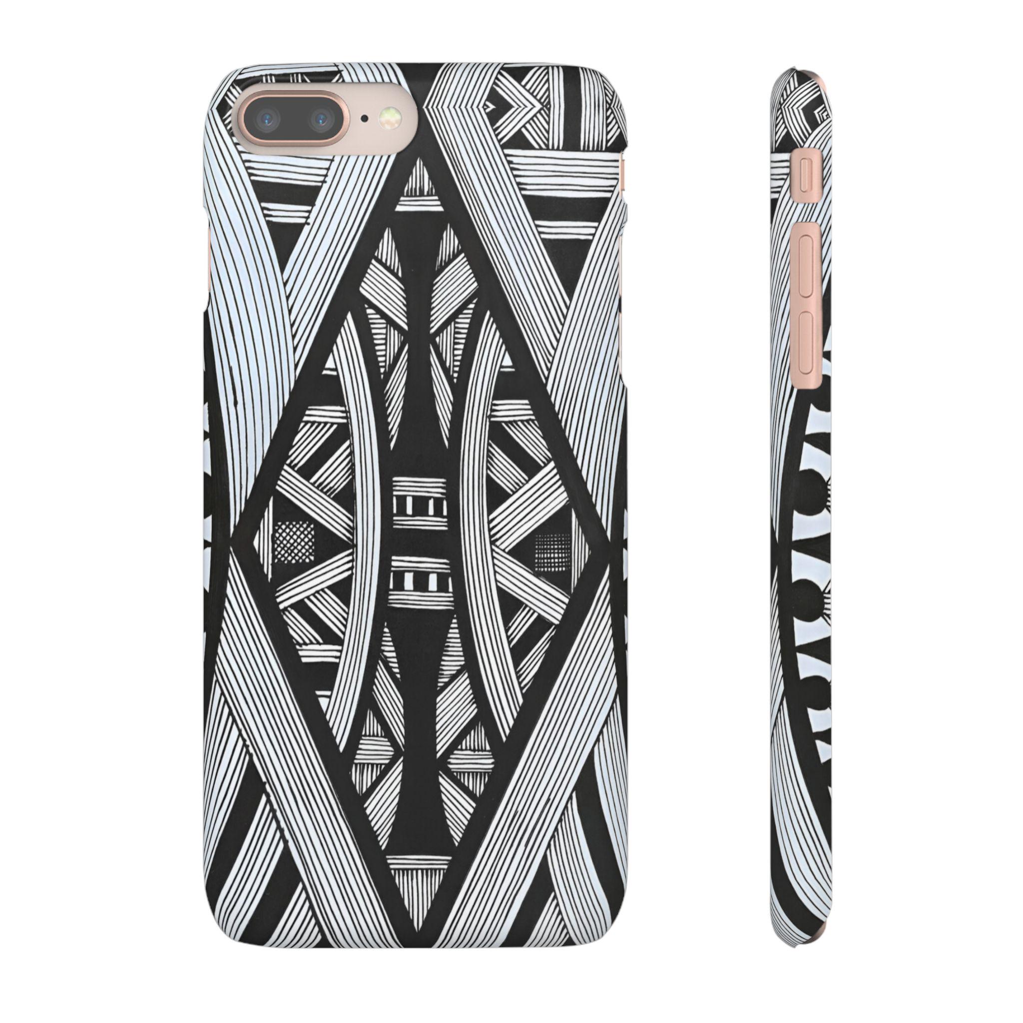 Black & White Tribal Lines iPhone Snap Case - Walt Smith Fiji Ocean Art - Supports ADE Reef Restoration
