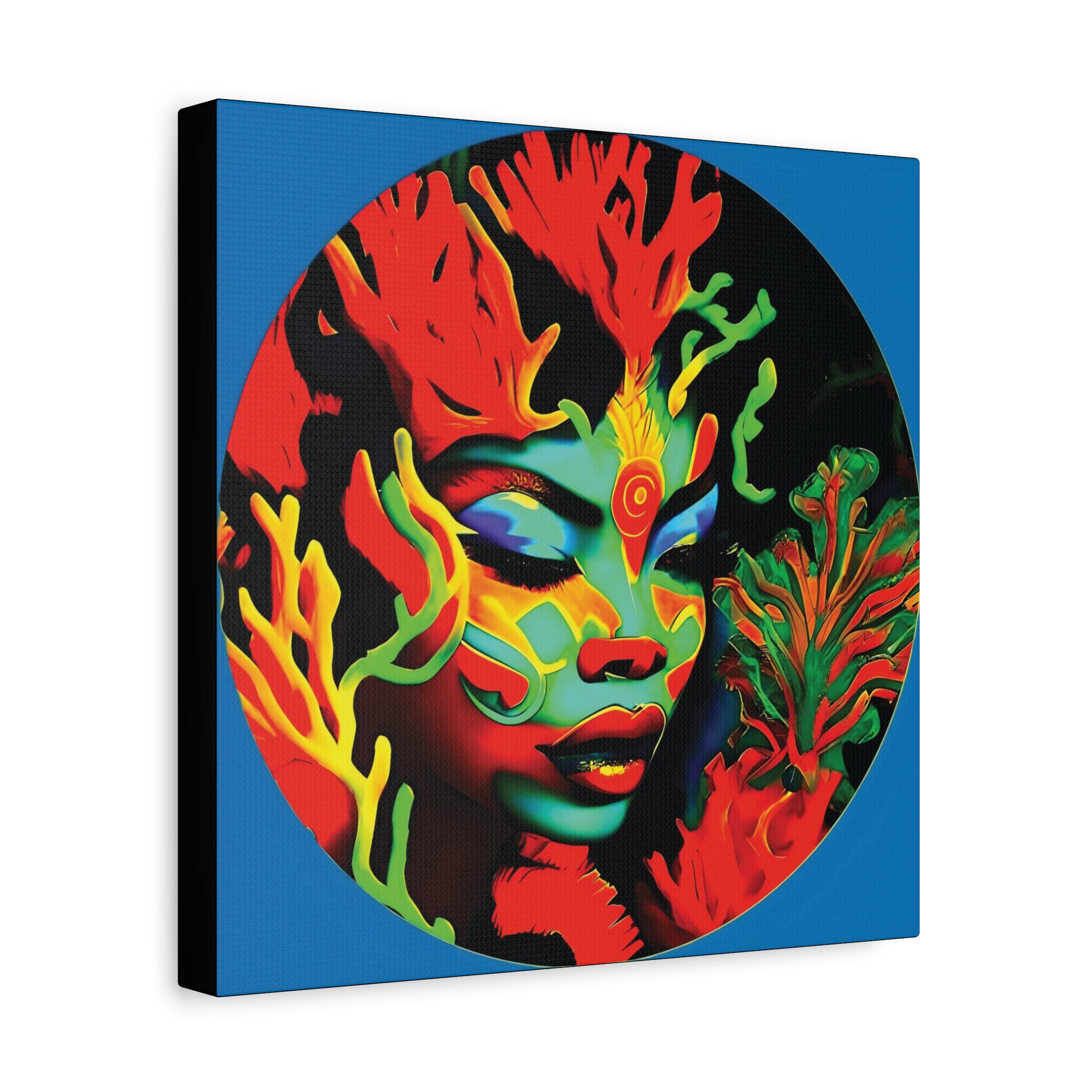 Coral Girl Circle Canvas Wall Art