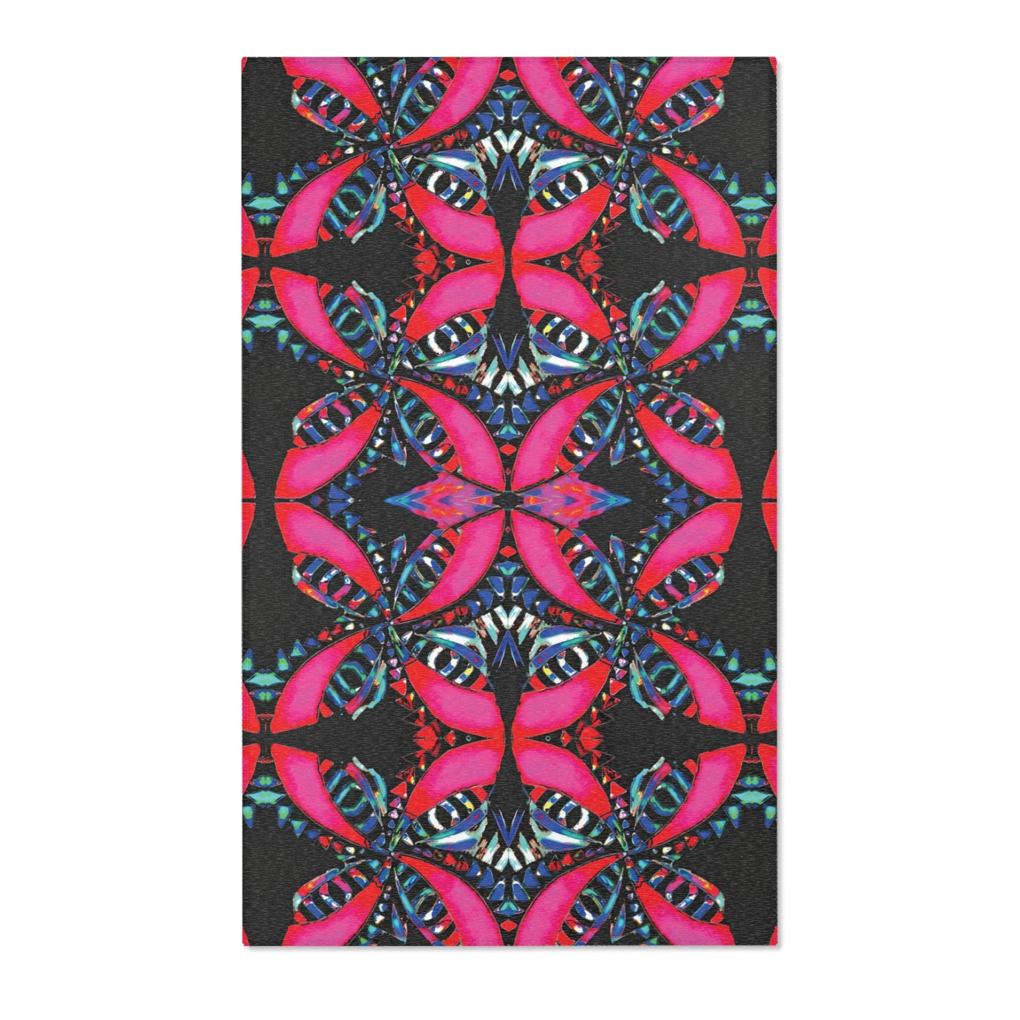 Pink On Black Area Rug