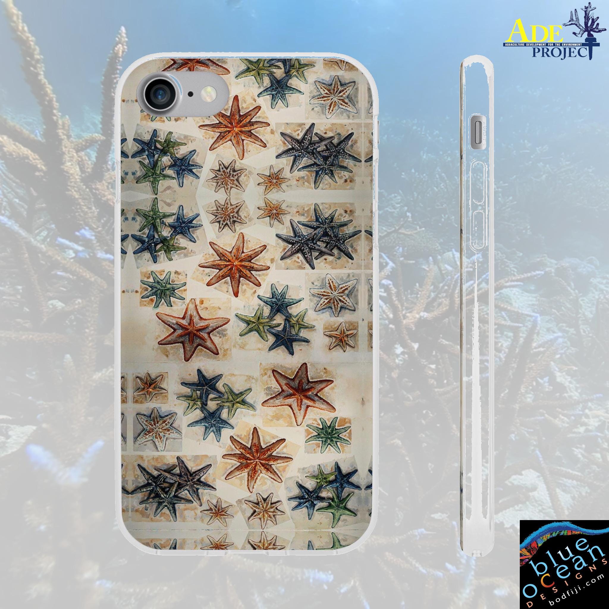 Starfish on the Move iPhone Flexi Case - Walt Smith Fiji Ocean Art - Supports ADE Reef Restoration