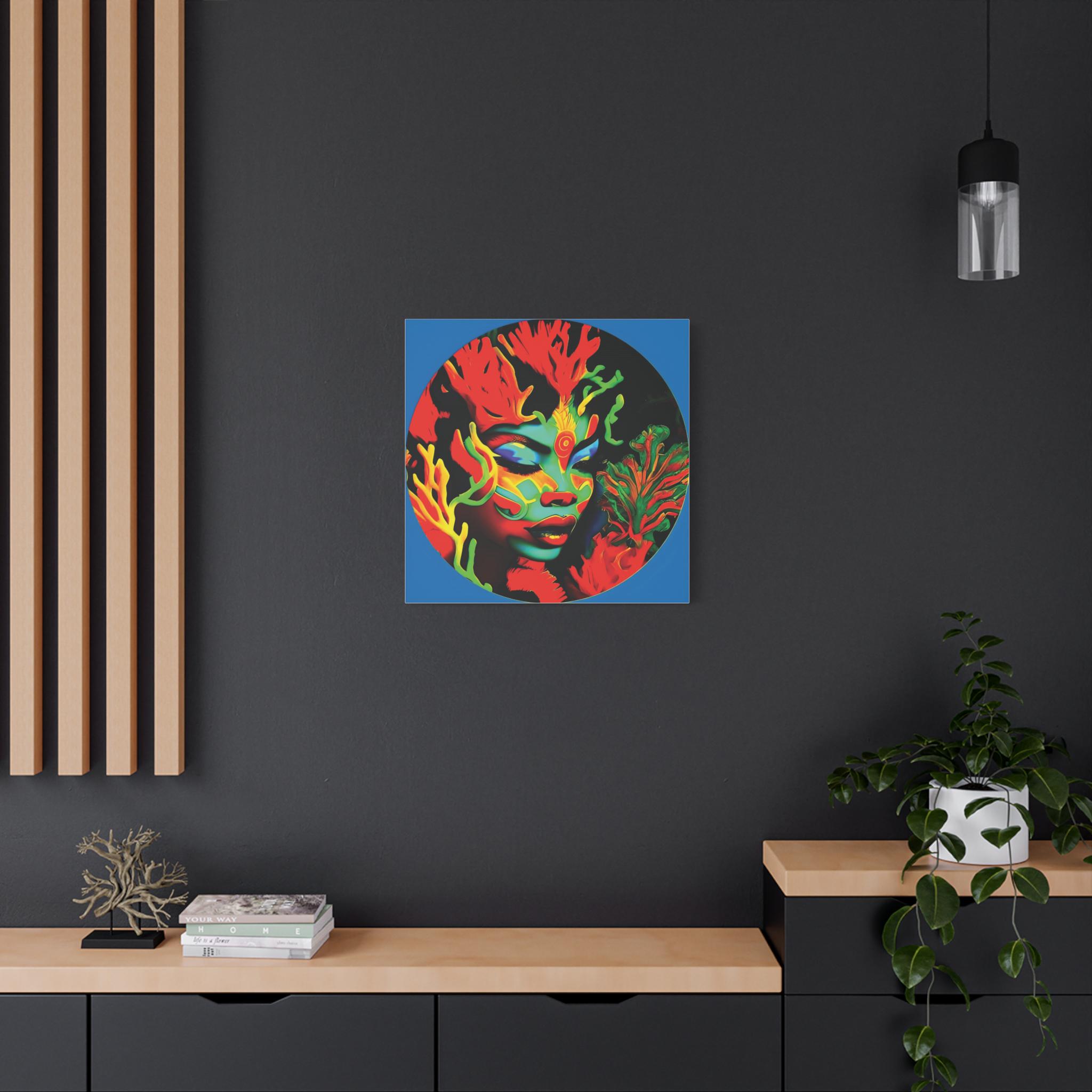 Coral Girl Circle - Canvas Wall Art