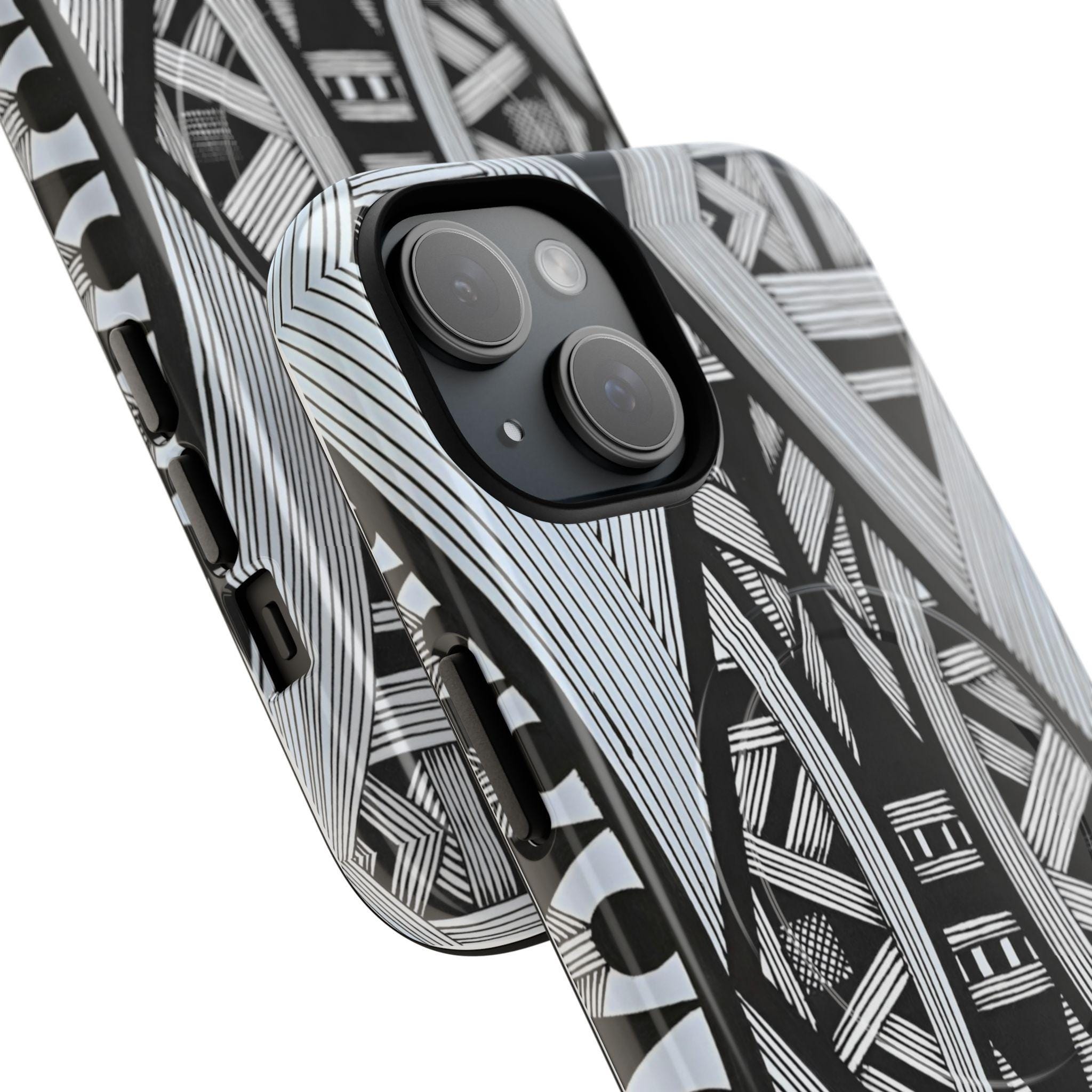 Black & White Tribal Lines iPhone Magnetic Case - Walt Smith Fiji Ocean Art - Supports ADE Reef Restoration