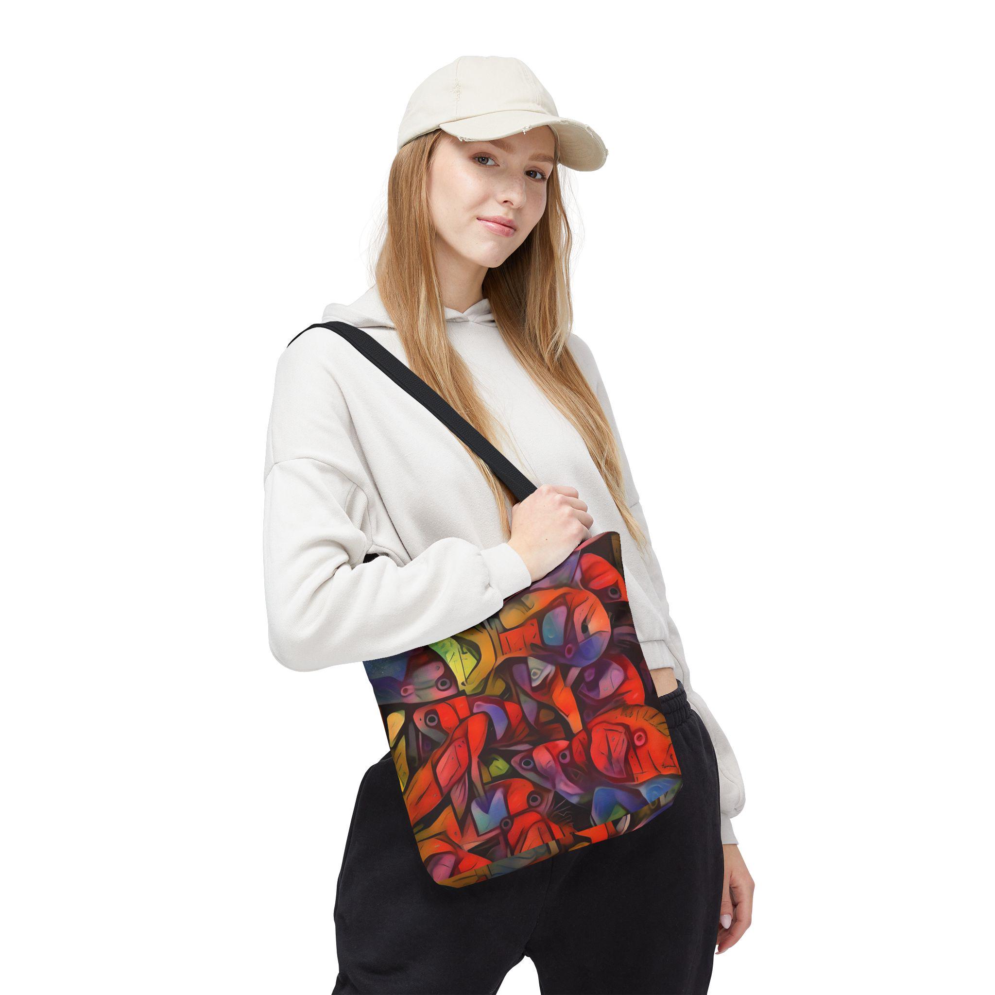 Abstract Colorful Fish Pattern Tote Bag | Vibrant School of Fish All-Over Print