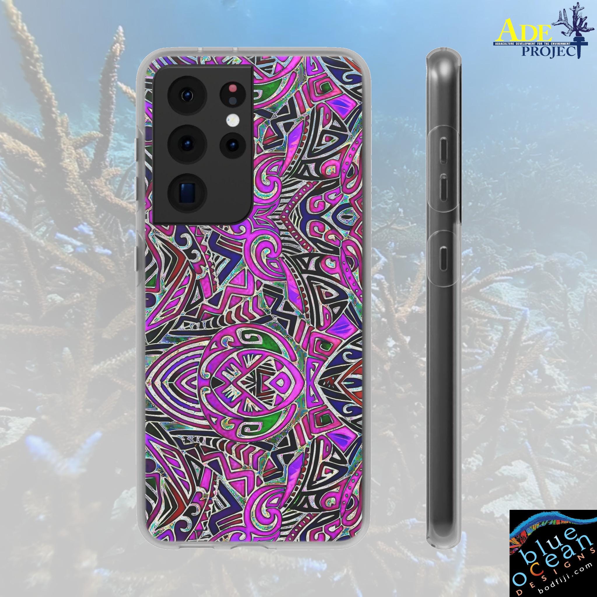 Purple Indo Android Flexi Case - Walt Smith Fiji Ocean Art - Supports ADE Reef Restoration