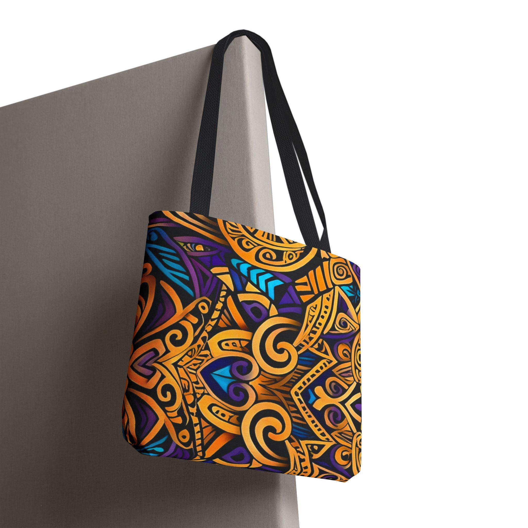 Gold Purple Mandala Tote Bag | Boho Aztec Pattern
