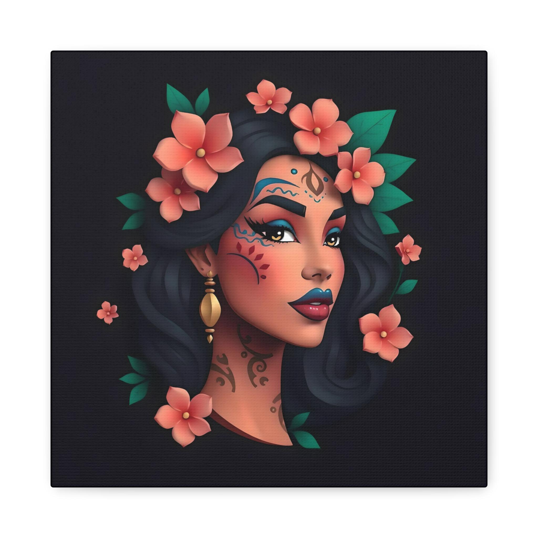 Lady On Black 1 Canvas Wall Art