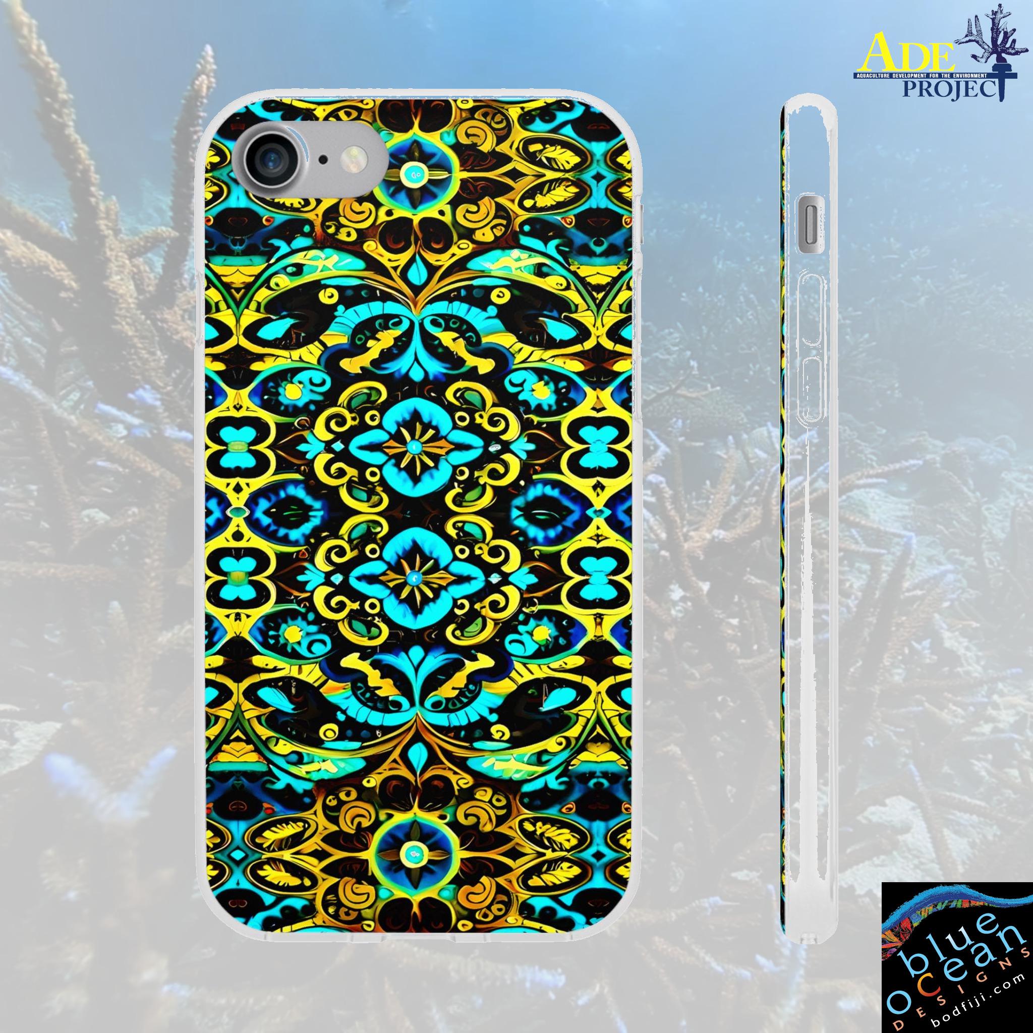 Blue Lace iPhone Flexi Case - Walt Smith Fiji Ocean Art - Supports ADE Reef Restoration