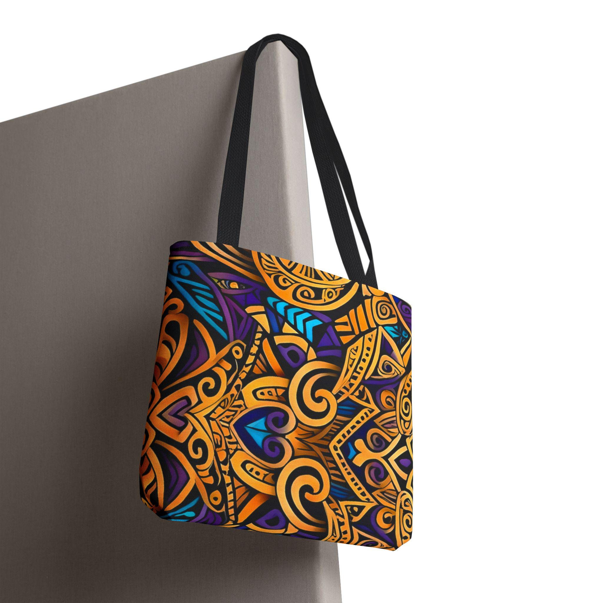 Gold Purple Mandala Tote Bag | Boho Aztec Pattern