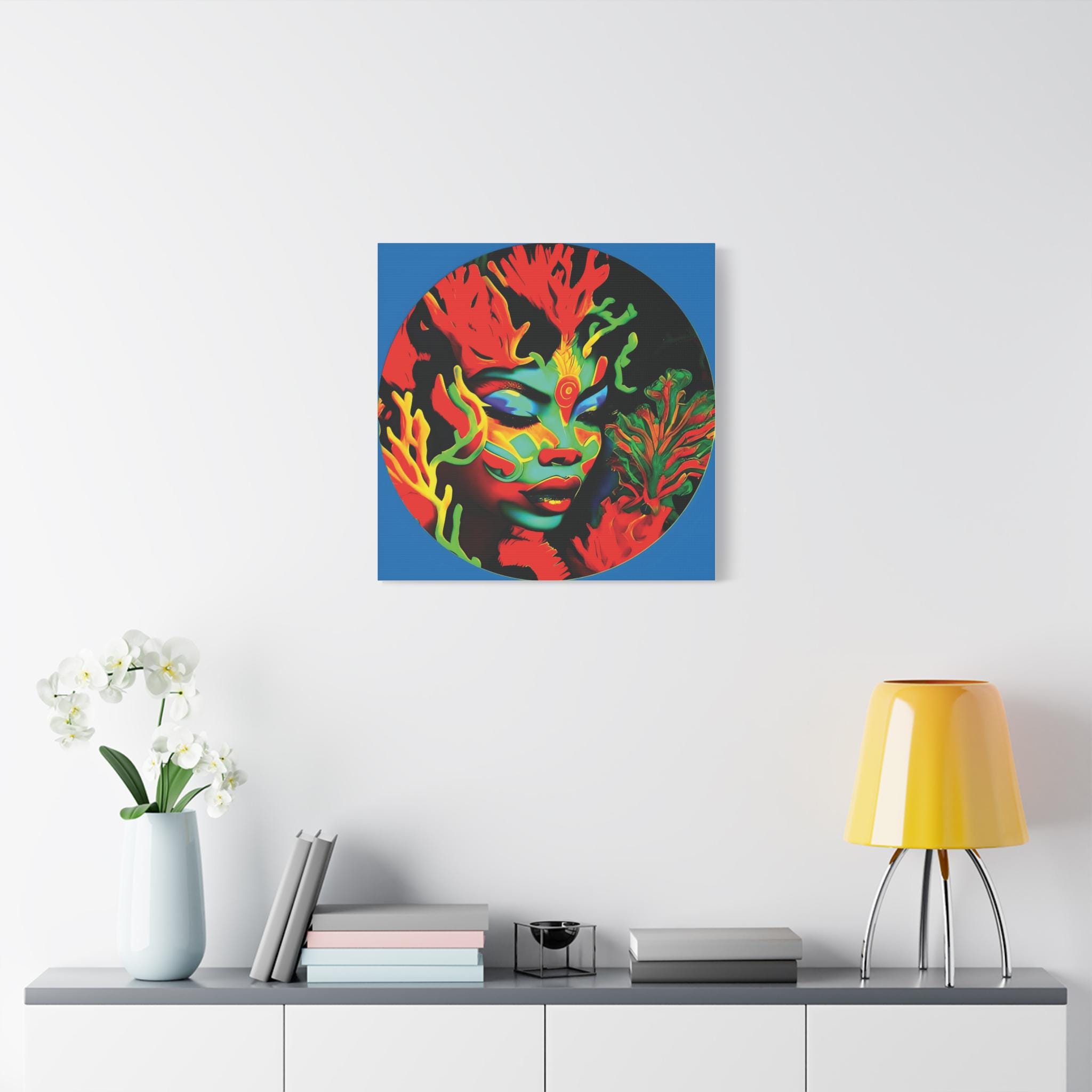 Coral Girl Circle - Canvas Wall Art