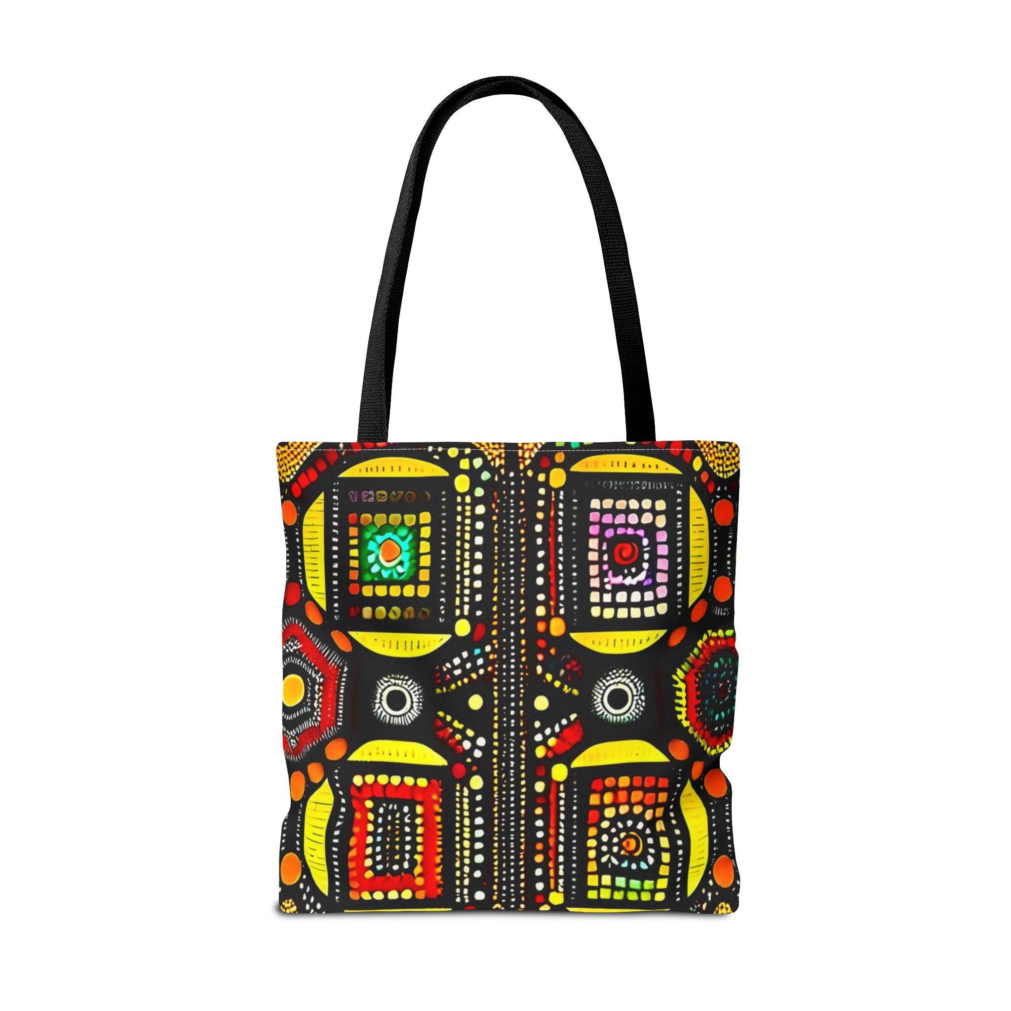 Abstract Tribal Dot Pattern Tote Bag | Colorful Geometric Artwork