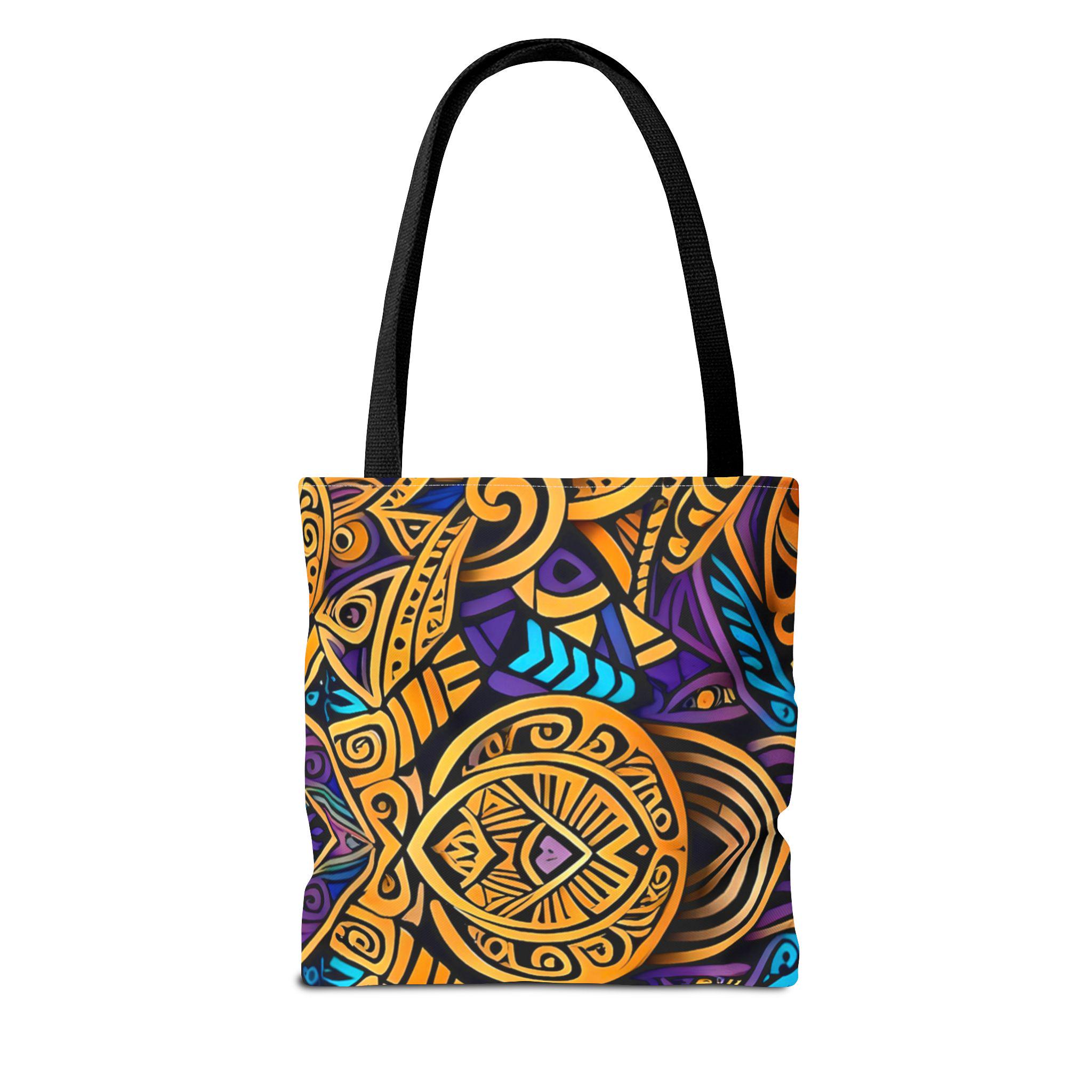 Gold Purple Mandala Tote Bag | Boho Aztec Pattern