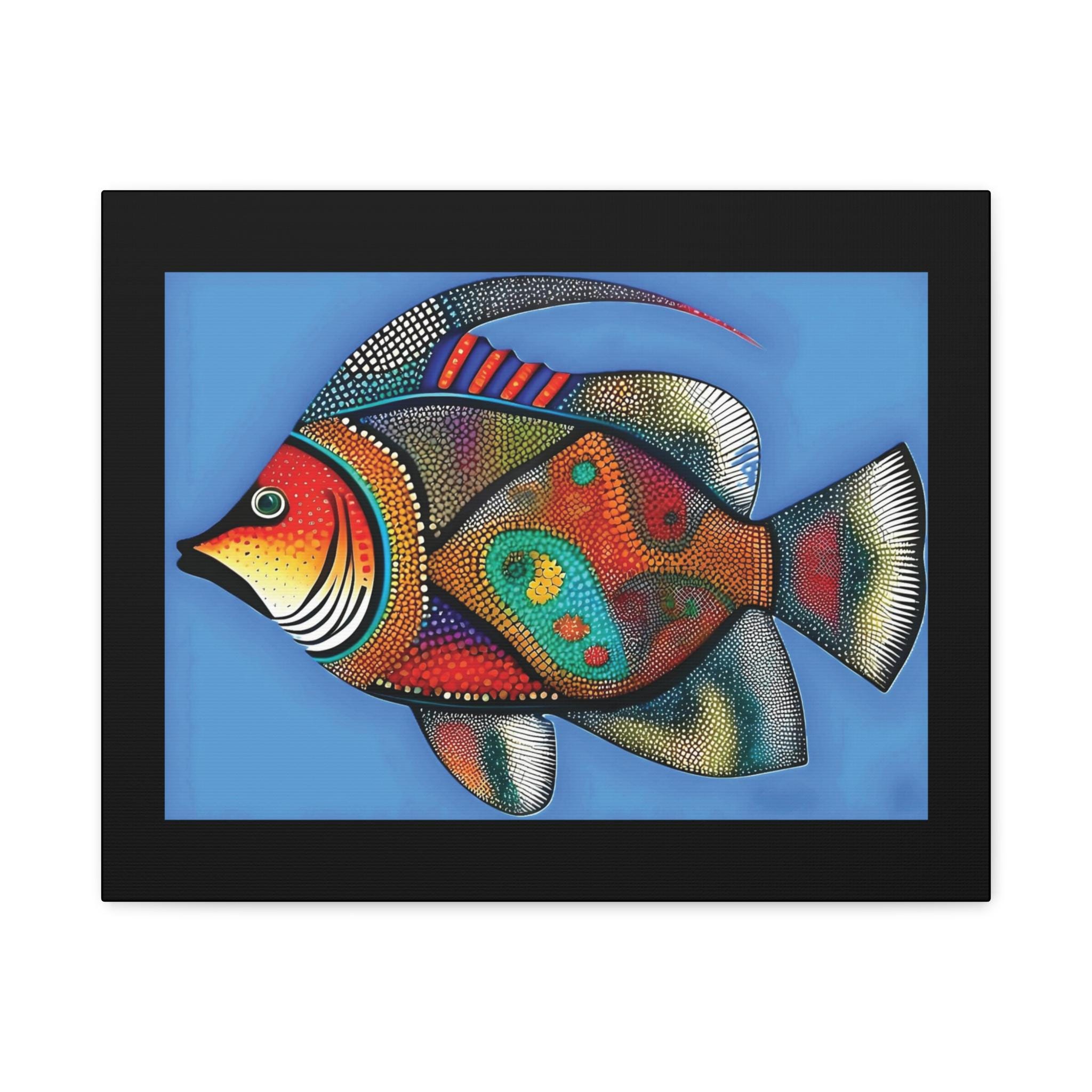 Fish On Blue Canvas Wall Art