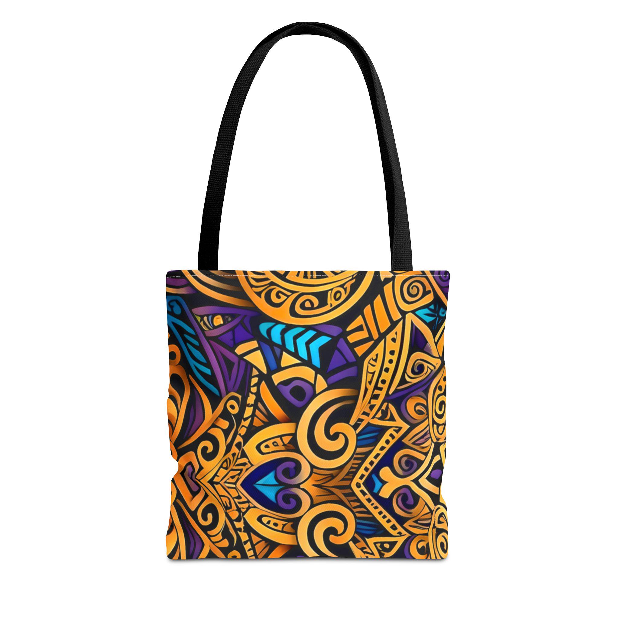 Gold Purple Mandala Tote Bag | Boho Aztec Pattern