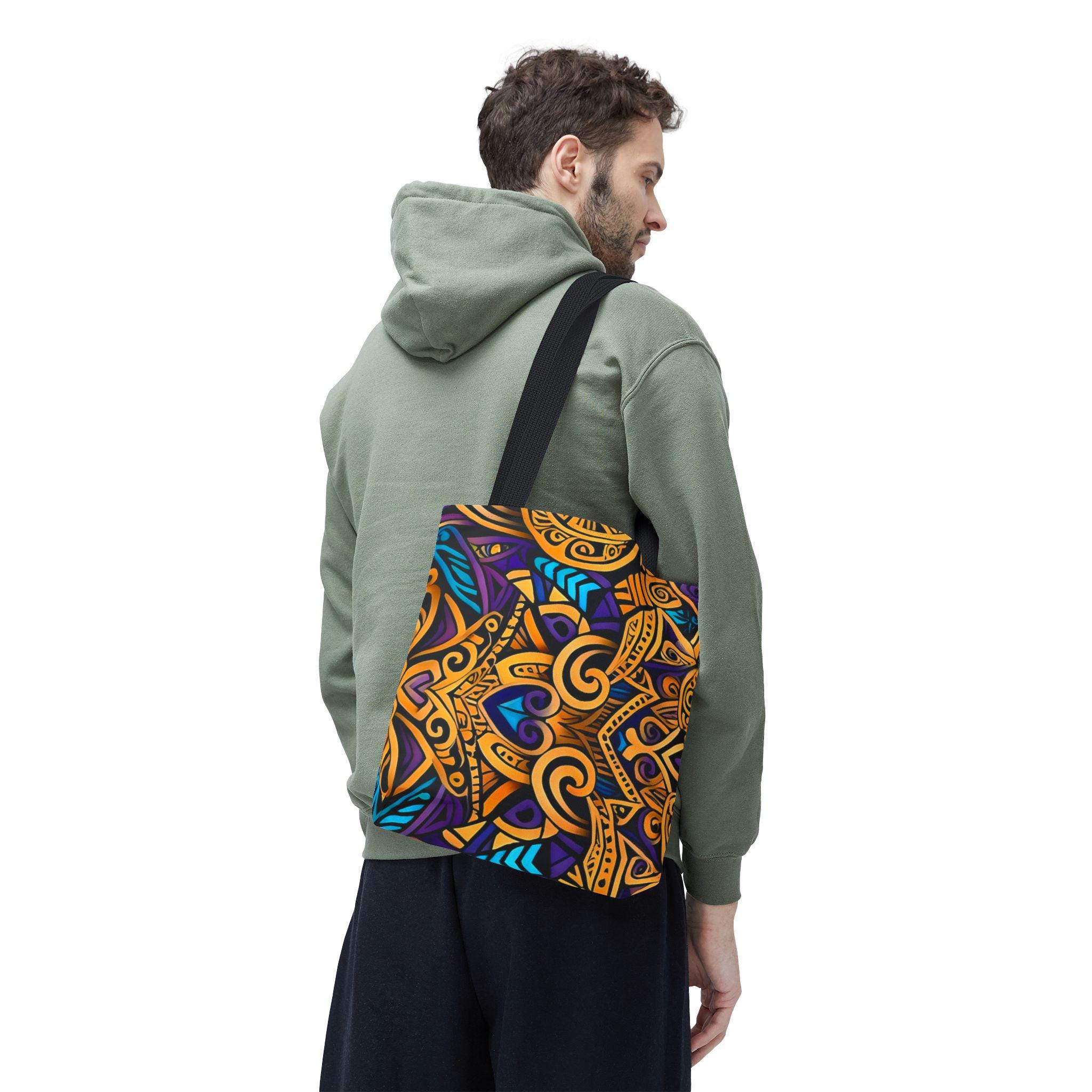 Gold Purple Mandala Tote Bag | Boho Aztec Pattern
