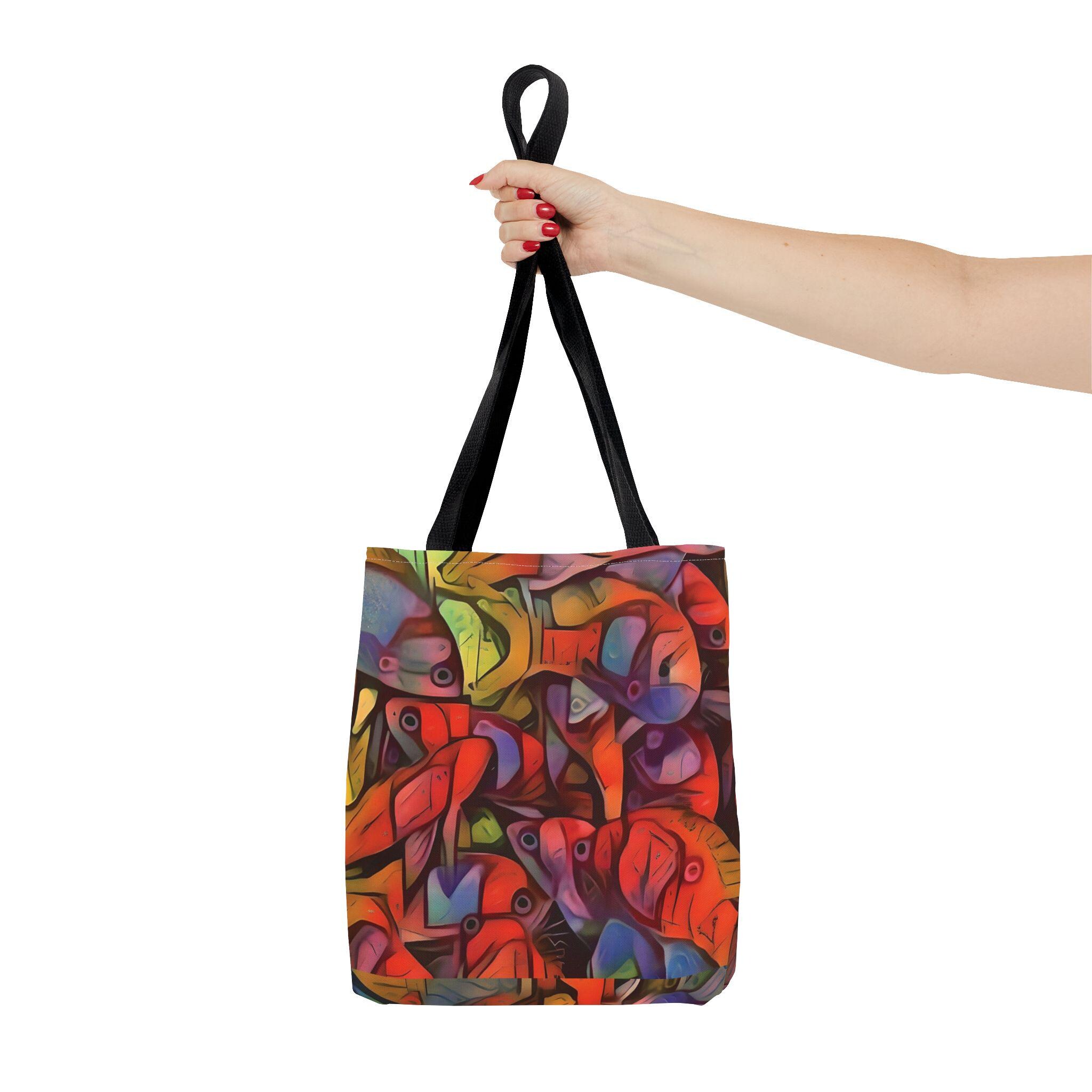Abstract Colorful Fish Pattern Tote Bag | Vibrant School of Fish All-Over Print