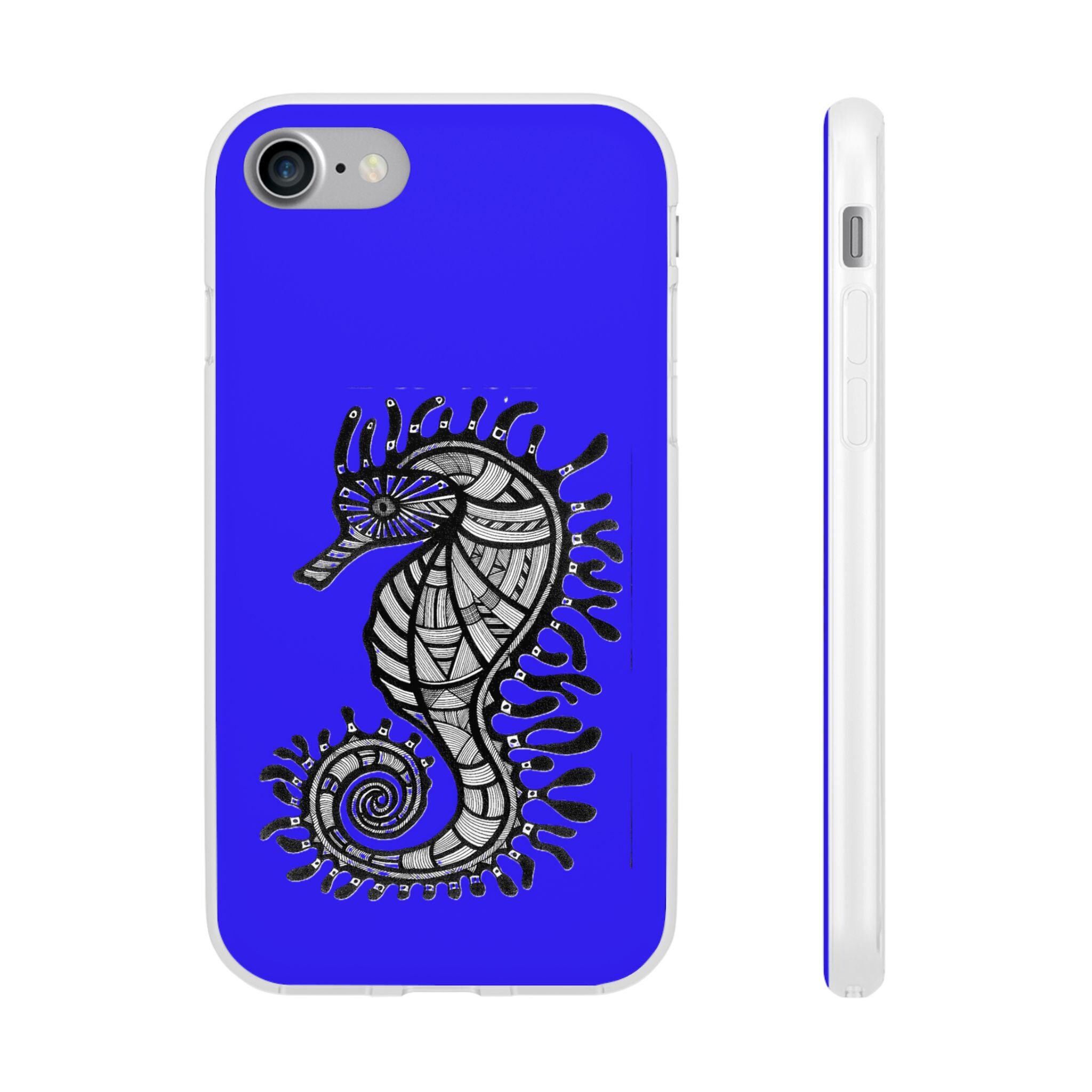 Seahorse on Blue iPhone Flexi Case - Walt Smith Fiji Ocean Art - Supports ADE Reef Restoration